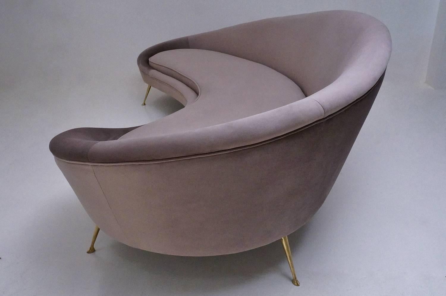 Ico Parisi Sofa 1950s Style in New Velvet Upholstery, Italian For Sale 5