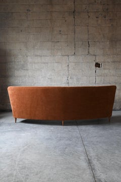 Curved Italian Sofa by Ico Parisi, Burnt Orange Mohair, Mid-Century