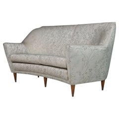 Used Ico Parisi Sofa in Leaf Motif Fabric and Tapered Wooden Legs, Italy, 1950s