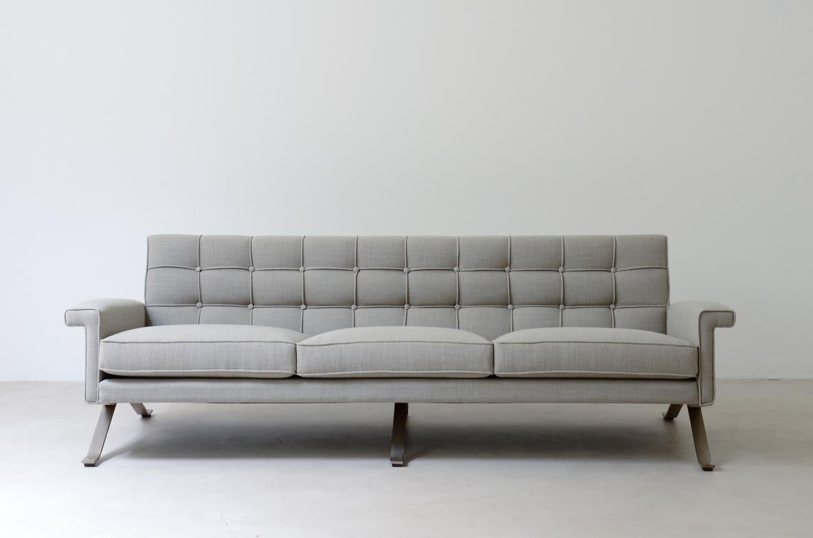COD-2183
Ico Parisi (1916-1996)

Rare model 875 sofa in steel and upholstered fabric.

Cassina 1960 manufacturing.

Bibliography: R. Lietti, Ico Parisi. Design. Catalog raisonné 1936-
1960, Silviana Editoriale, 2017, p. 544