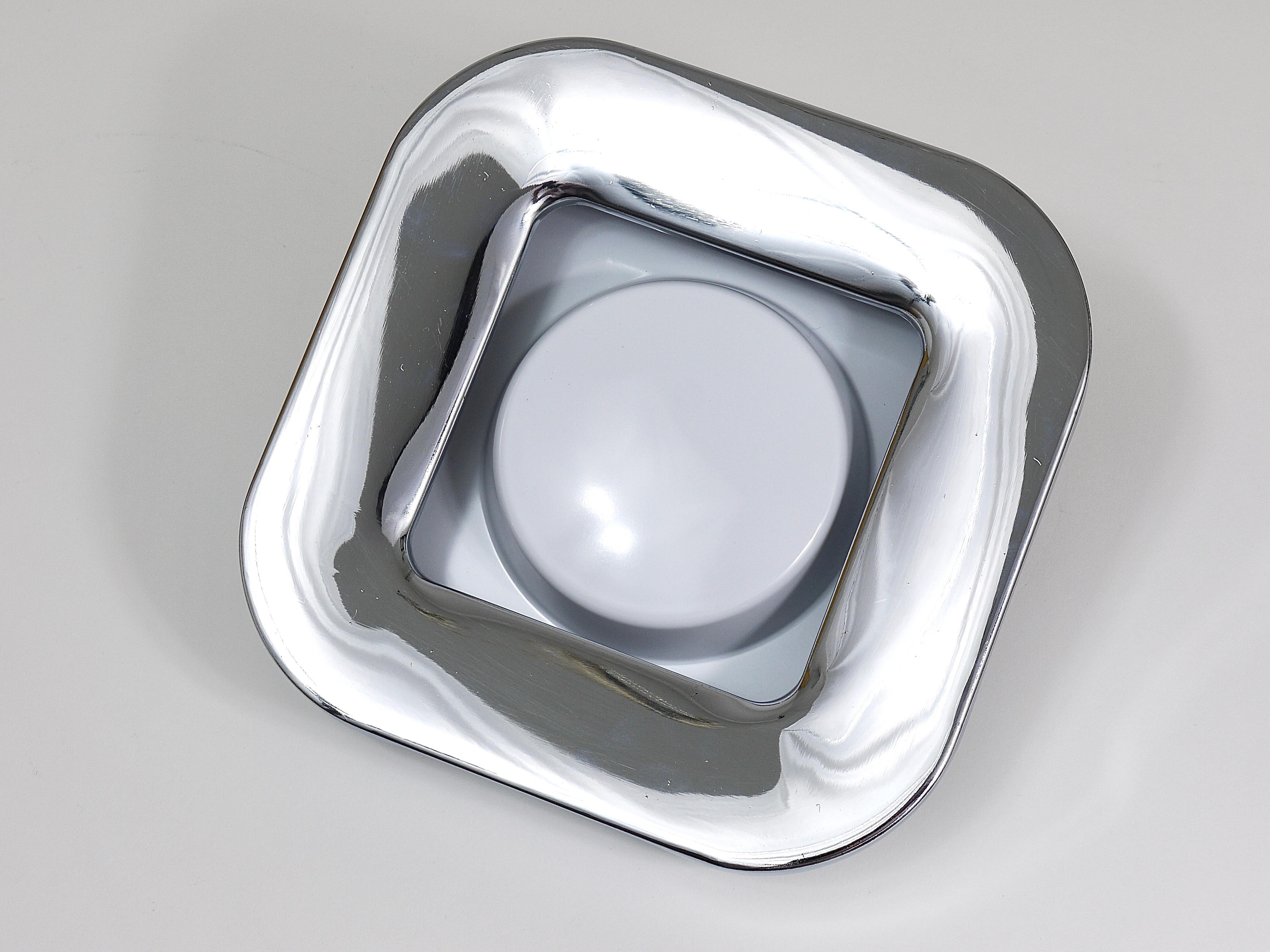 Ico Parisi Square White Ashtray, Chrome & Melamine by Lamperti, Italy, 1970s For Sale 7