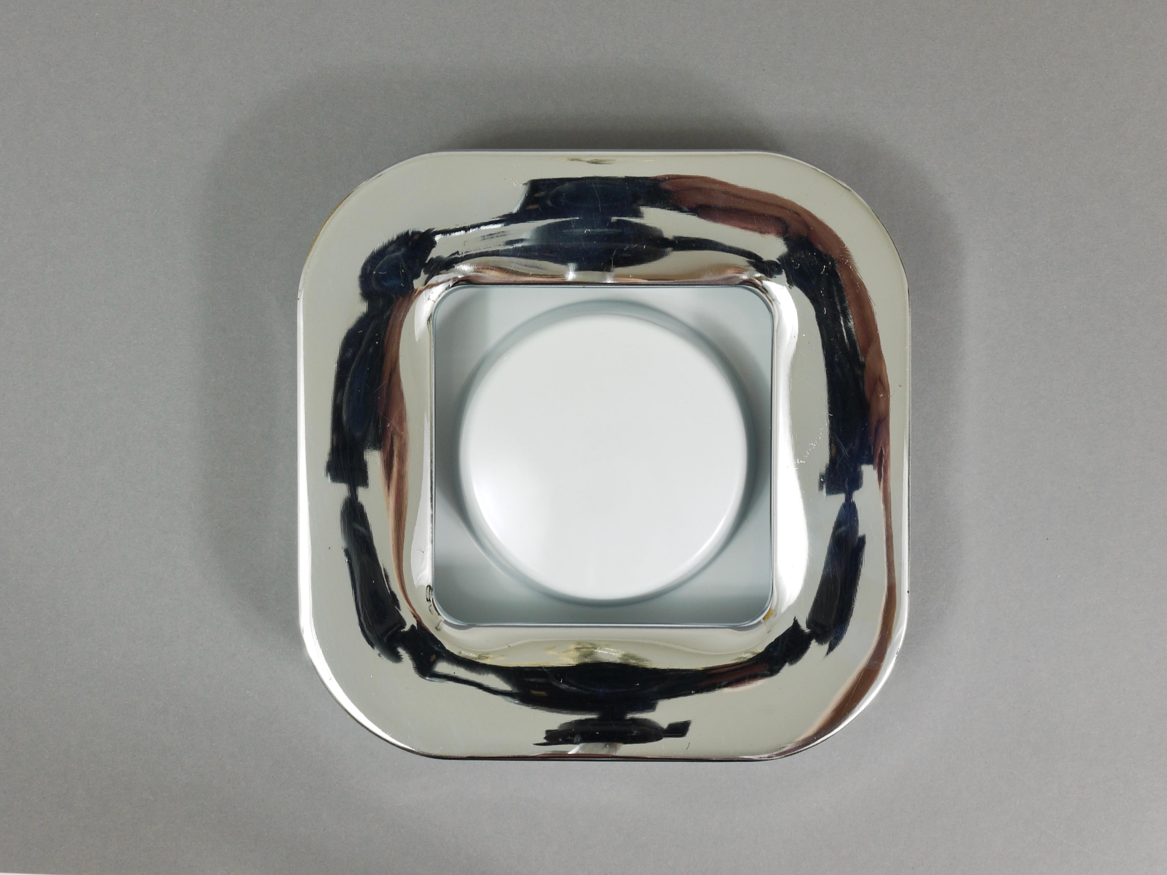 Ico Parisi Cenicero Cuadrado Blanco, Cromo y Melamina by Lamperti, Italia, 1970s en venta 9