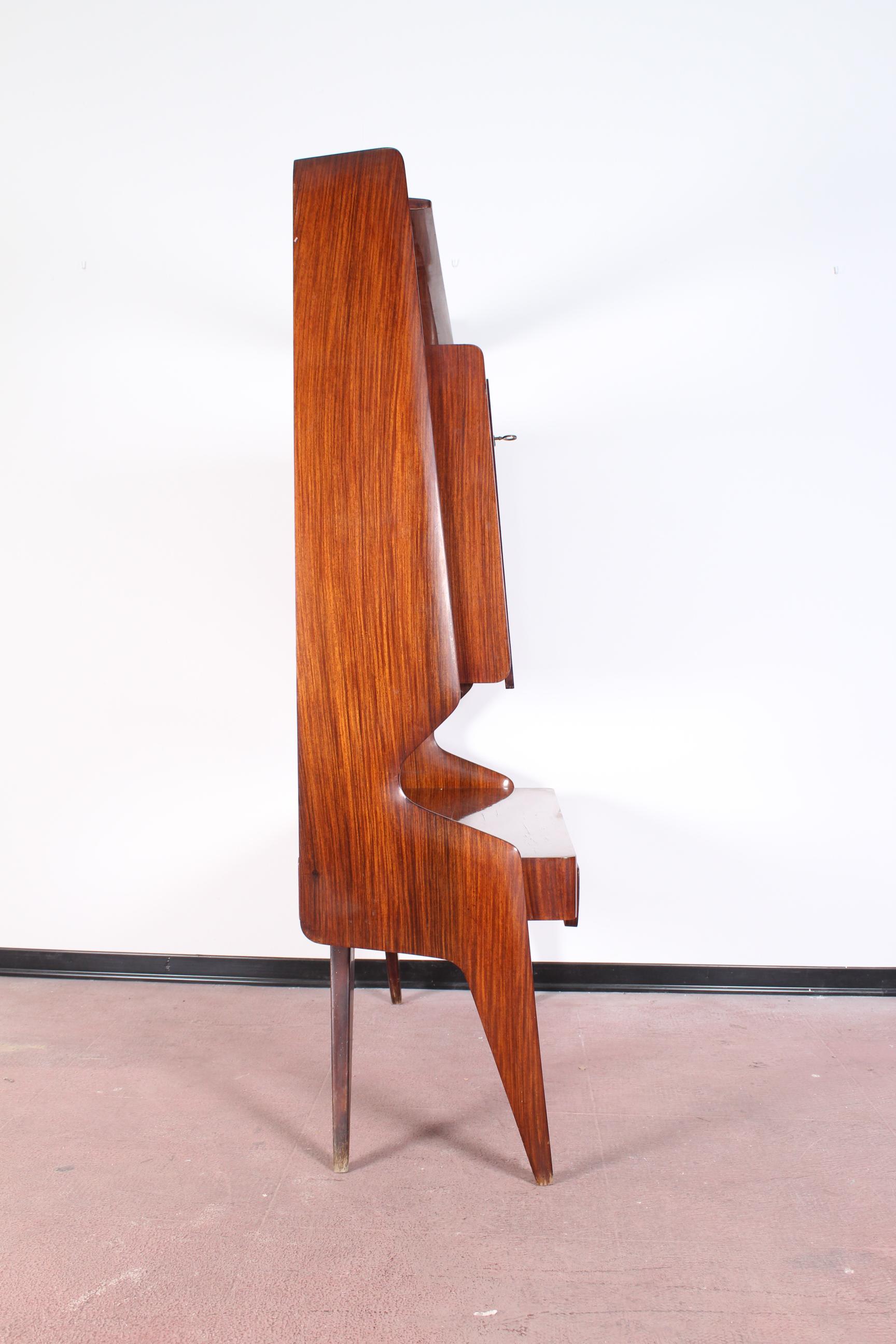 Mid-Century Ico Parisi Modernist Geometric  Wood Bar Cabinet Italy 1950s  5