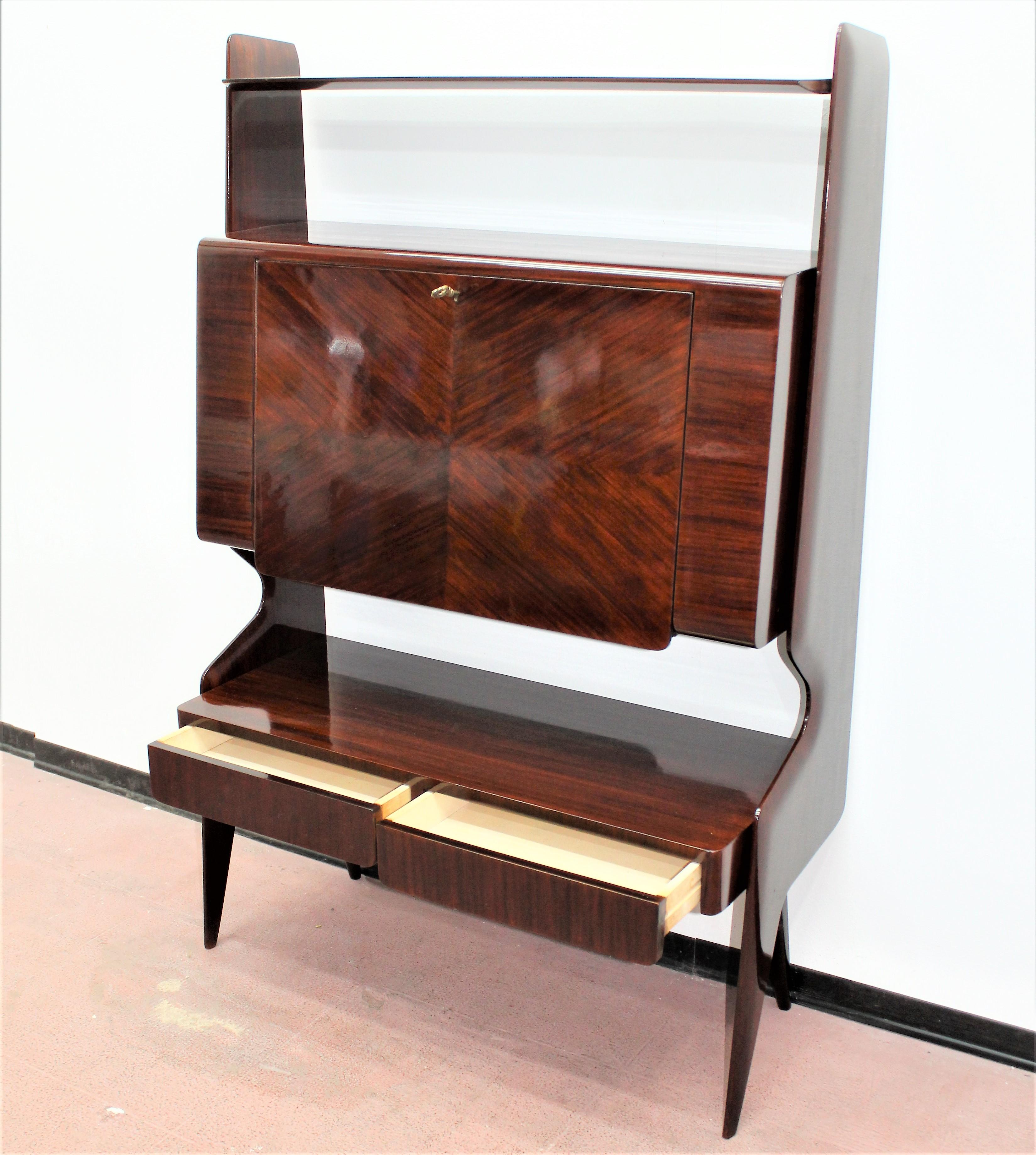 Ico Parisi Style 1960 Midcentury Design Rosewood Bar Cabinet 7