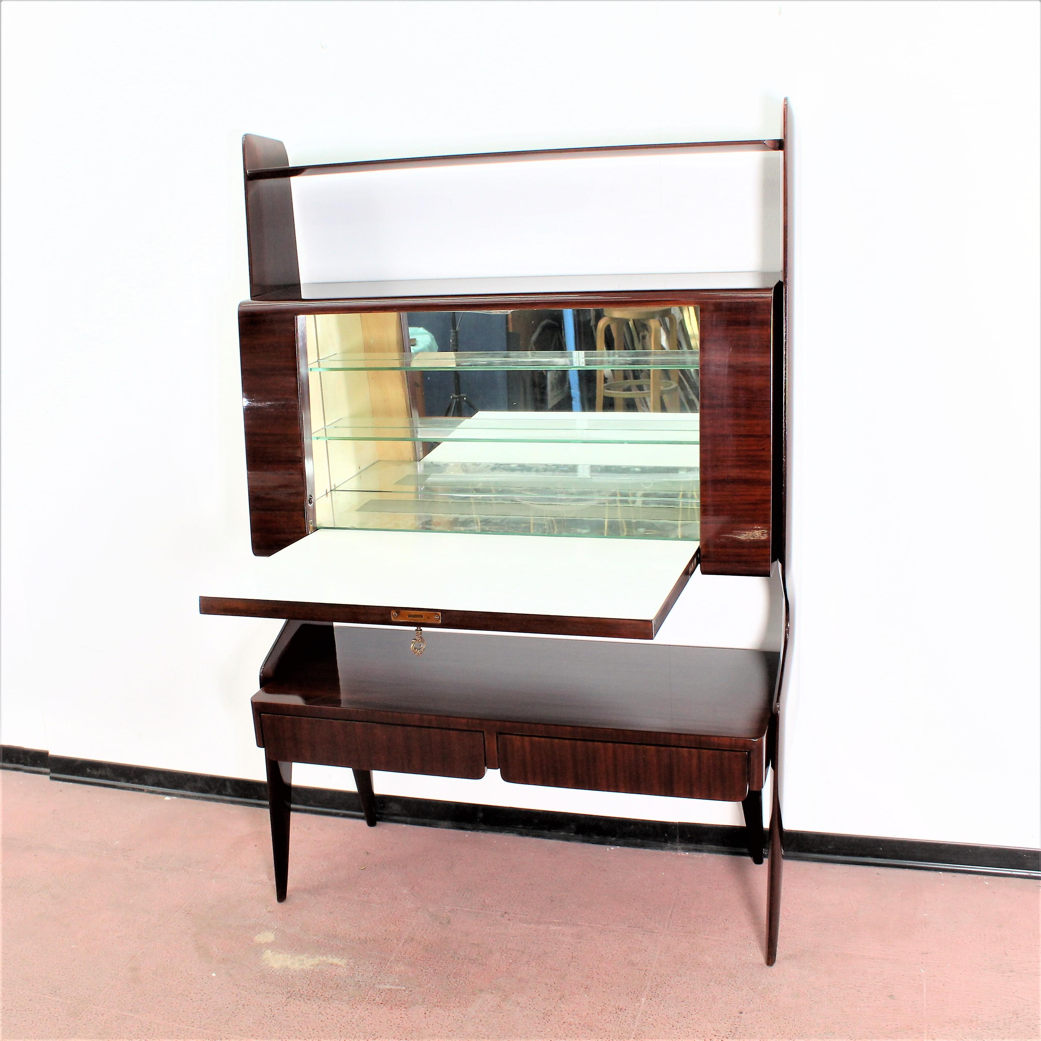 Mid-Century Modern Ico Parisi Style 1960 Midcentury Design Rosewood Bar Cabinet