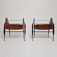 Ico Parisi Style Bedside Tables or Nightstands, Italy 1950's