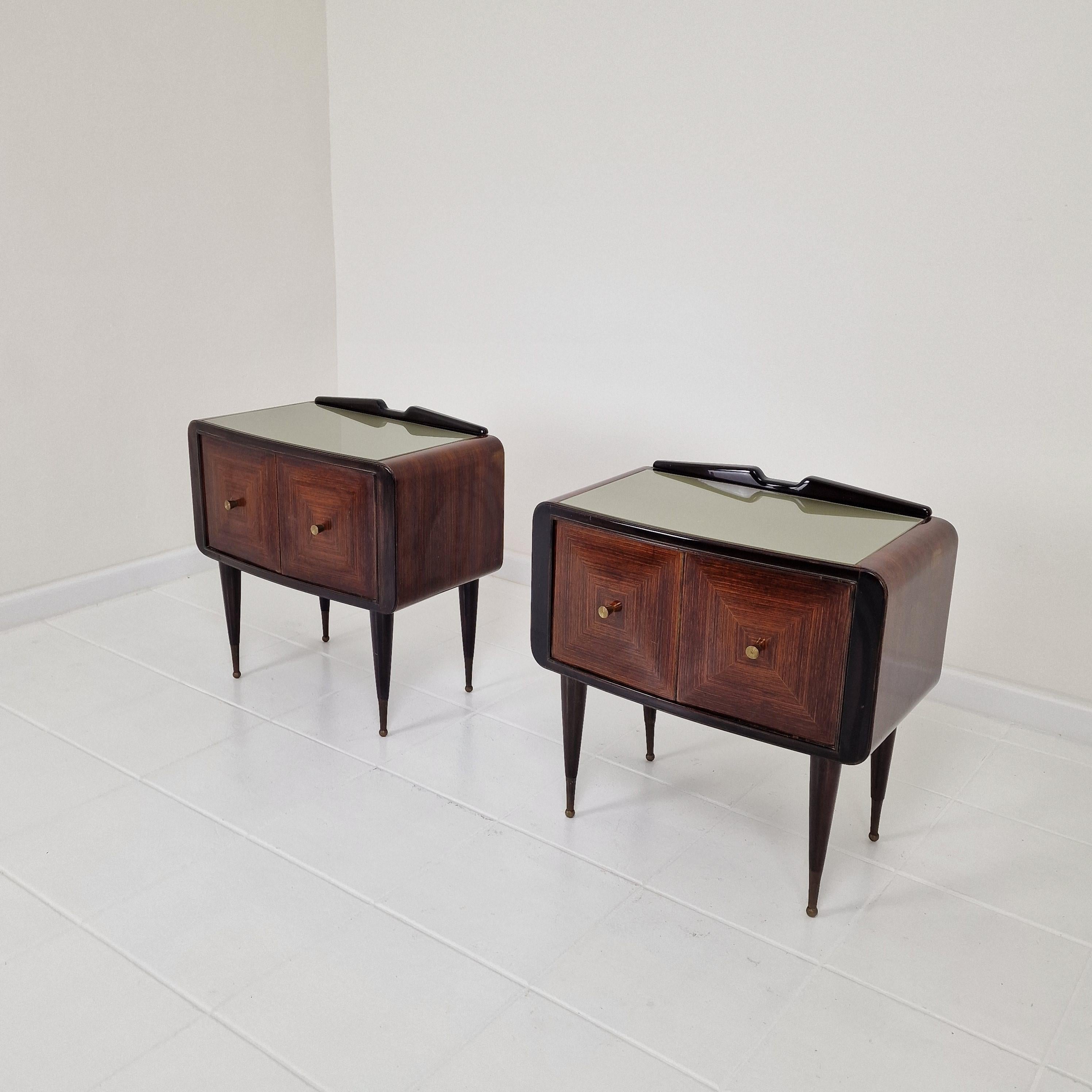 Mid-Century Modern Ico Parisi Style Bedside Tables or Nightstands, Italy 1950's