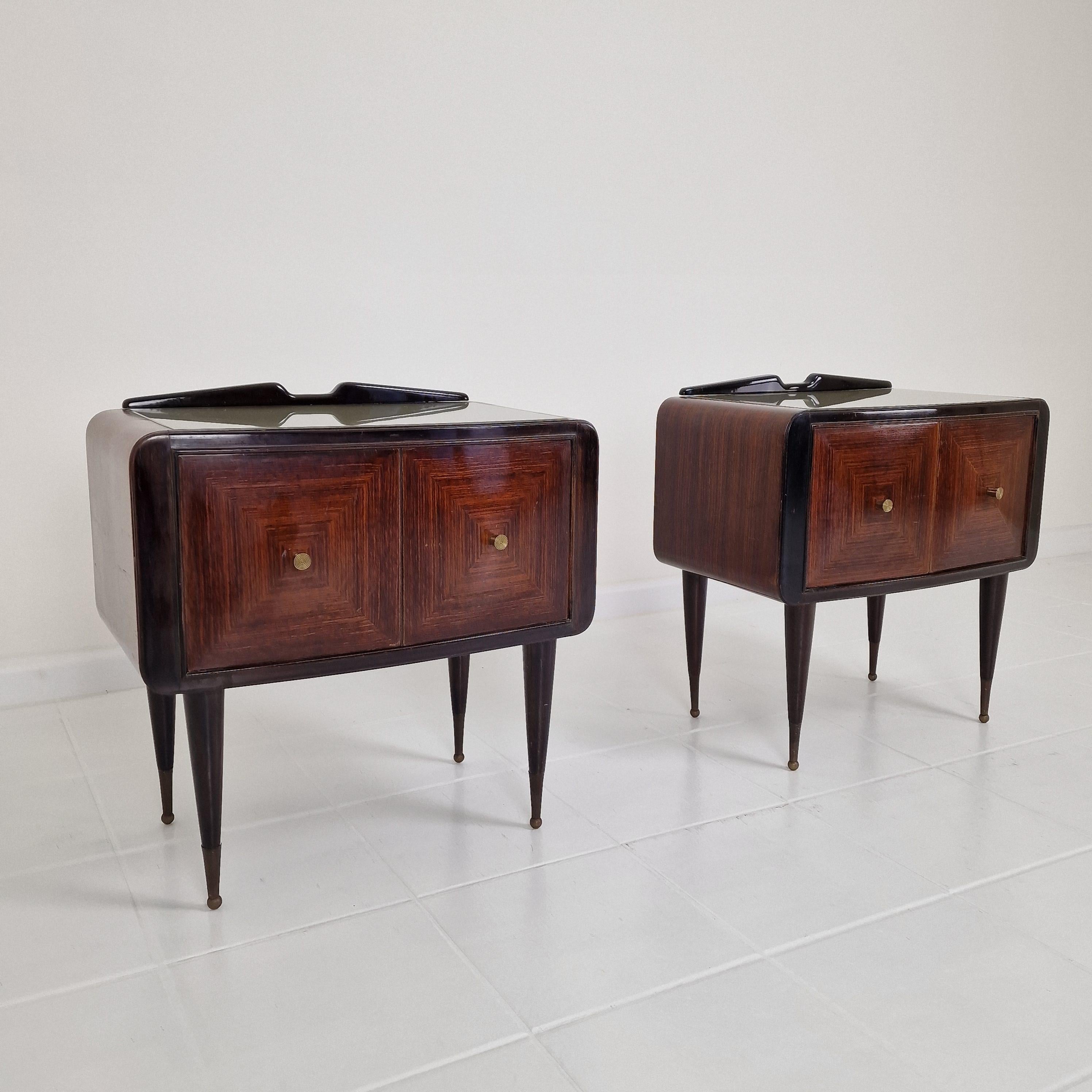 Italian Ico Parisi Style Bedside Tables or Nightstands, Italy 1950's