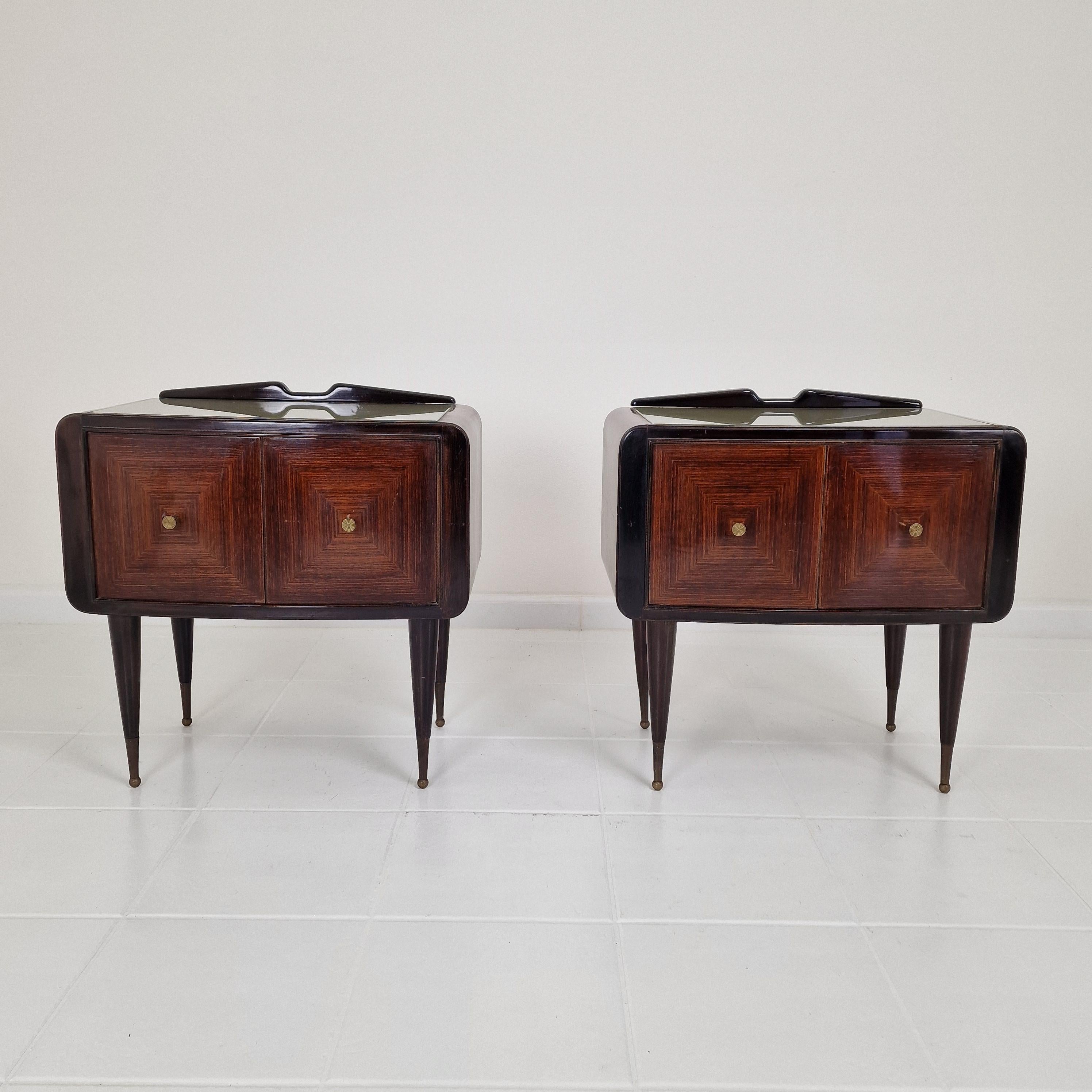 Hand-Crafted Ico Parisi Style Bedside Tables or Nightstands, Italy 1950's