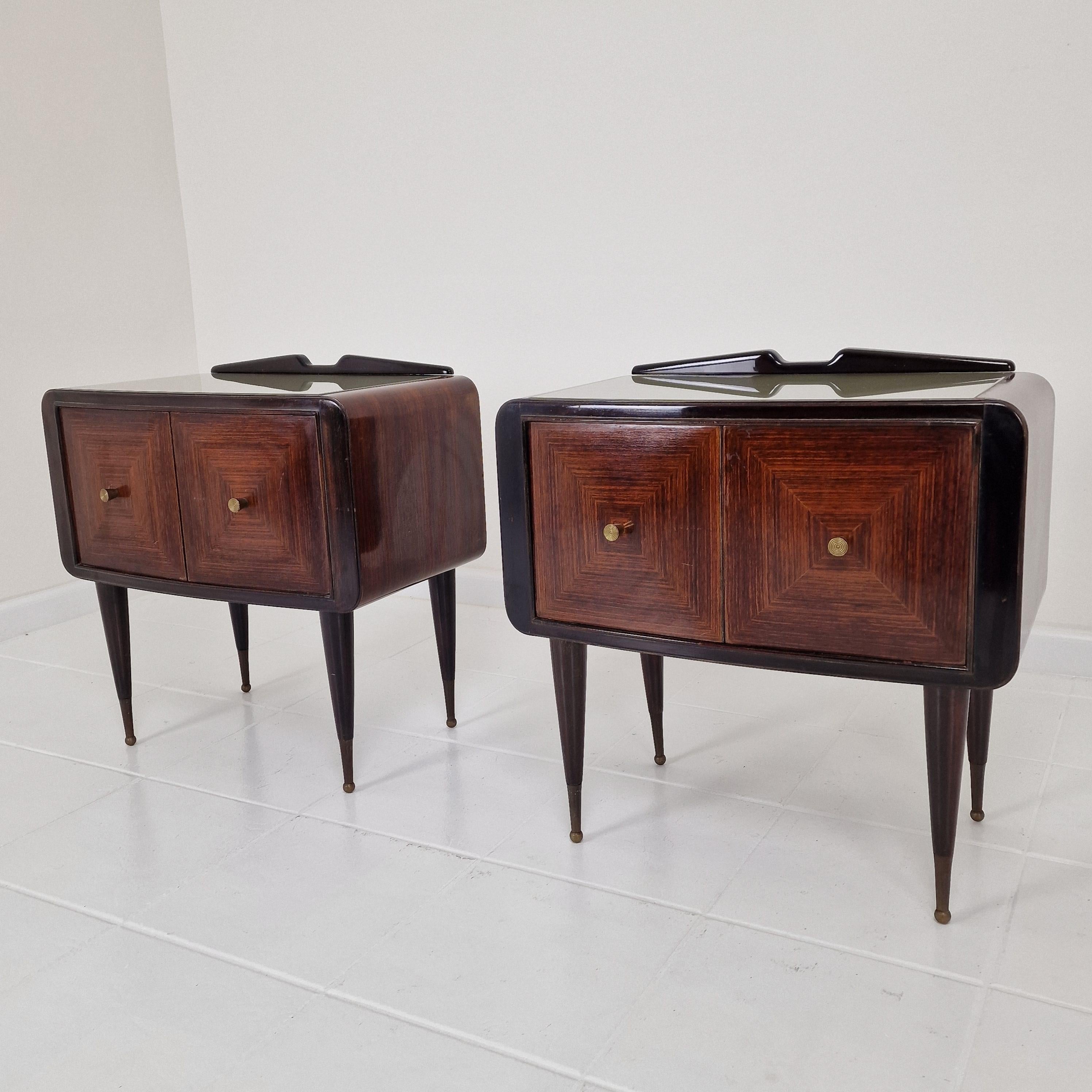 Mid-20th Century Ico Parisi Style Bedside Tables or Nightstands, Italy 1950's