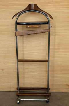 Ico Parisi Style Beechwood and Brass Suit Valet