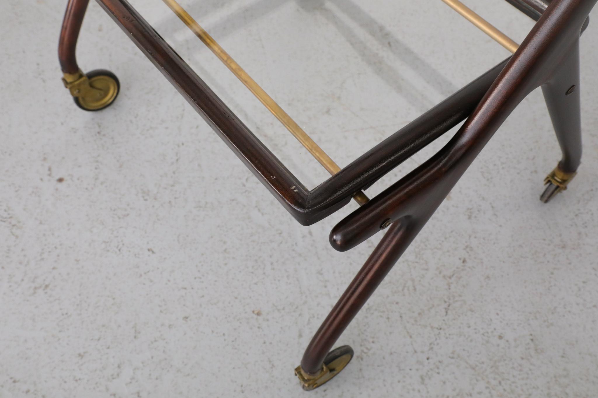 Ico Parisi Style Italian Bar Cart or Tea Trolley by Cesare Lacca For Sale 8