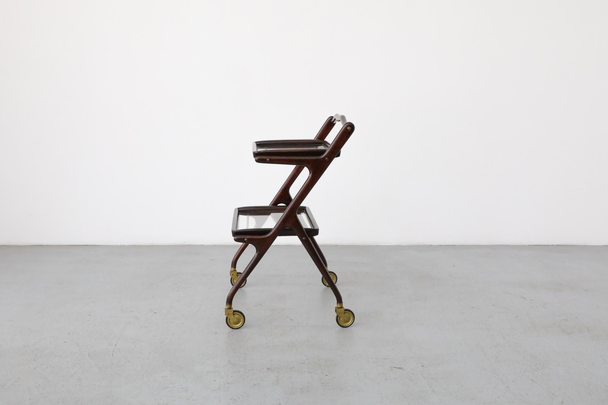 Mid-Century Modern Ico Parisi Style Italian Bar Cart or Tea Trolley by Cesare Lacca For Sale