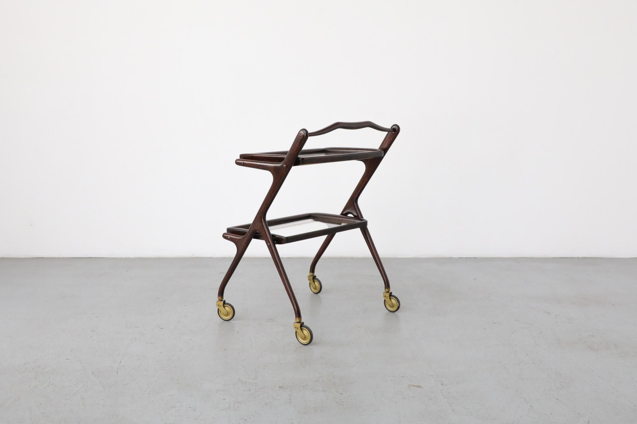Ico Parisi Style Italian Bar Cart or Tea Trolley by Cesare Lacca In Good Condition For Sale In Los Angeles, CA