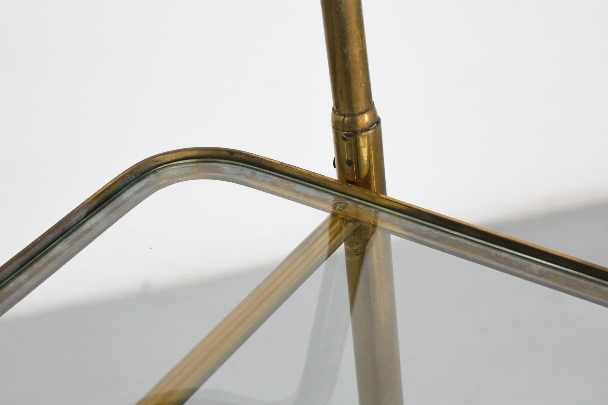 Chariot de bar italien de style Ico Parisi avec cadre décoratif en laiton par Cesare Lacca en vente 12