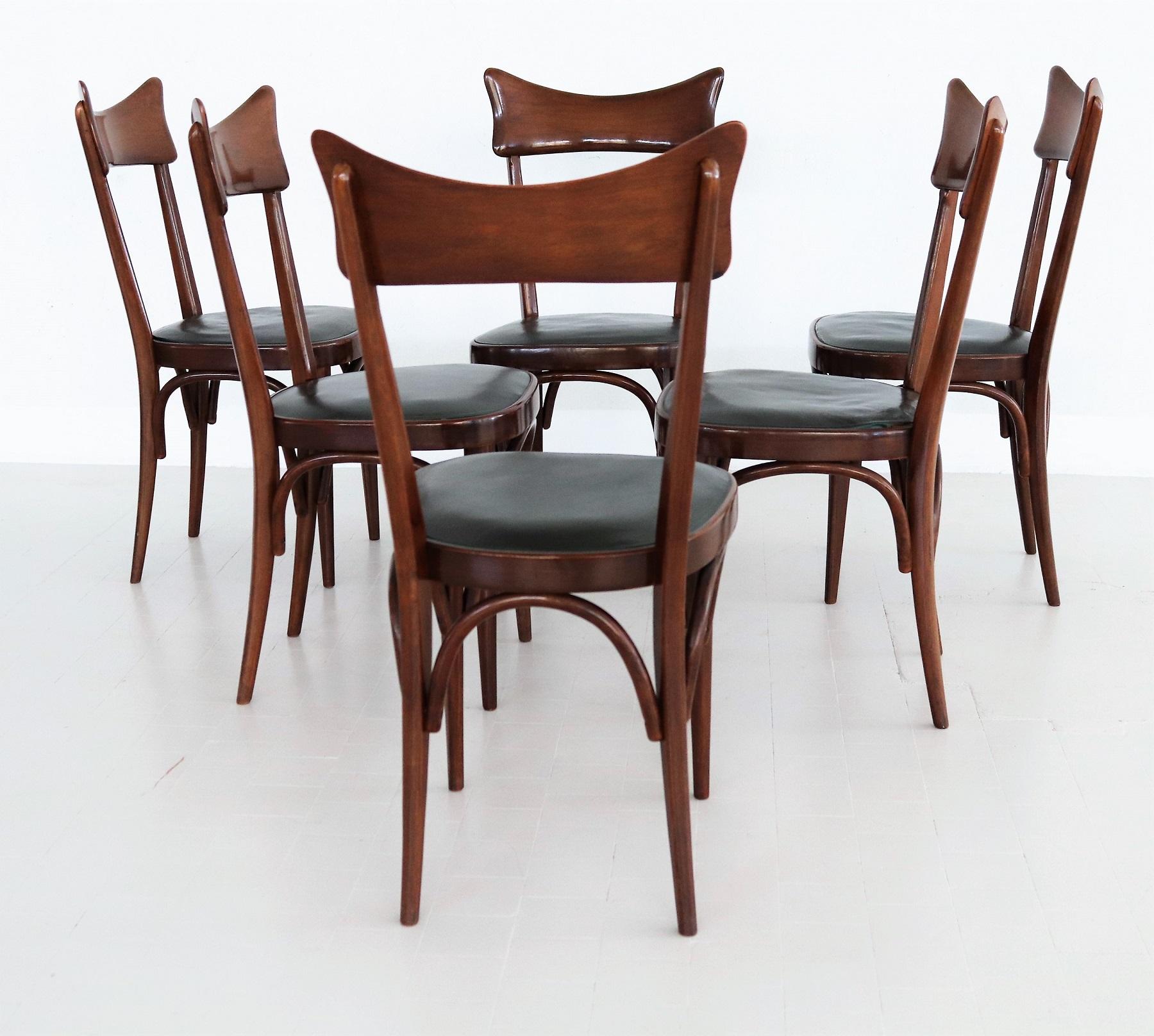 Mid-Century Modern Ico Parisi Style Italian Dining Room Chairs, Set of six For Sale