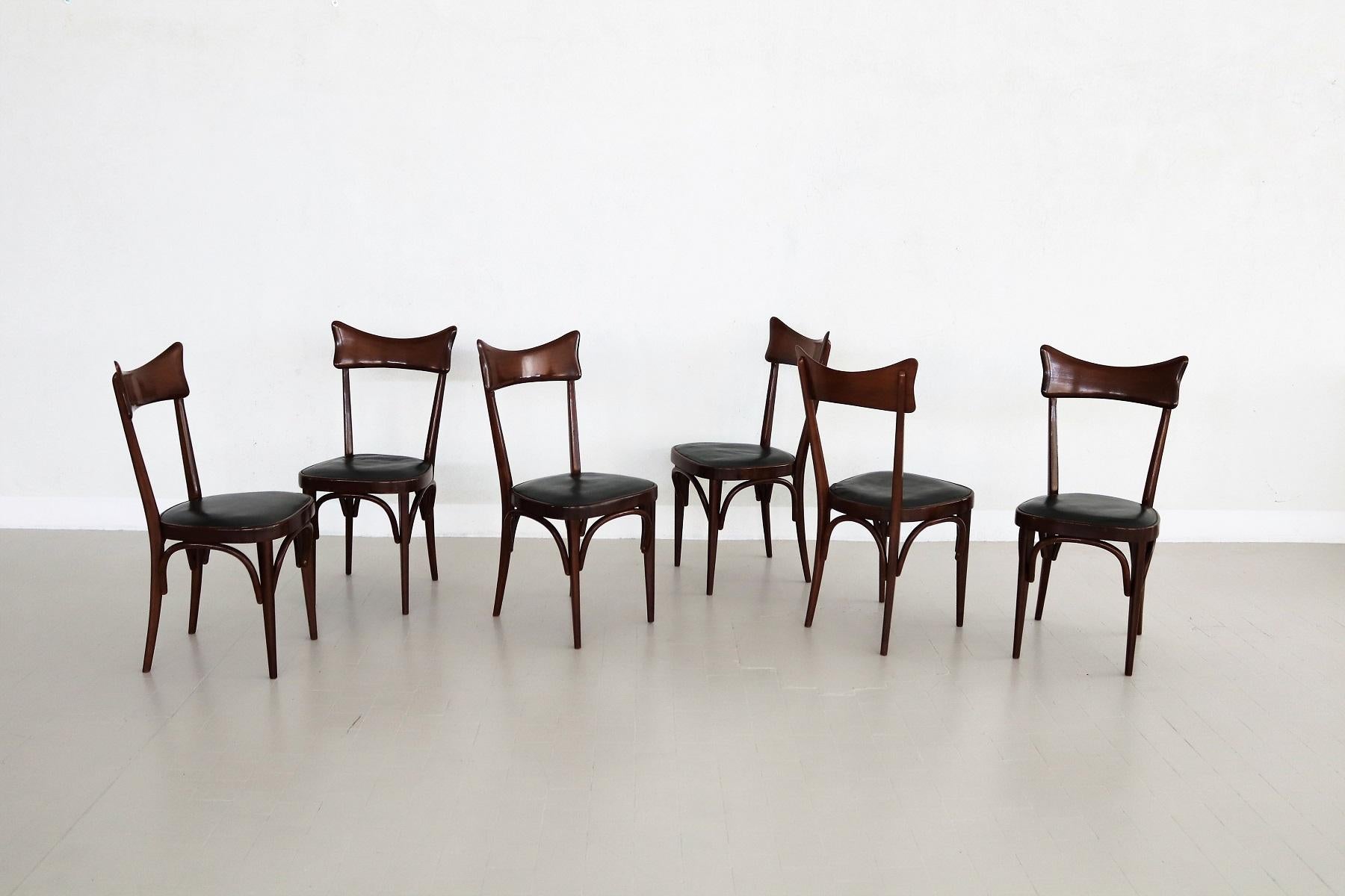 Ico Parisi Style Italian Dining Room Chairs, Set of six In Good Condition For Sale In Morazzone, Varese