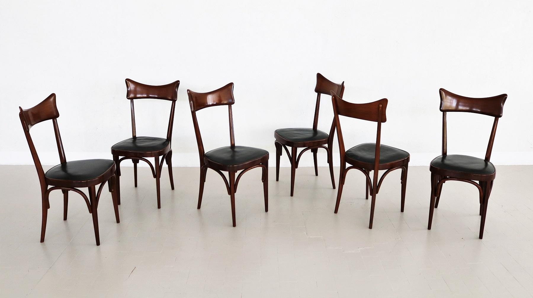 Mid-20th Century Ico Parisi Style Italian Dining Room Chairs, Set of six For Sale
