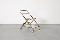 Ico Parisi Barwagen im Stil der italienischen Jahrhundertmitte von Cesare Lacca, Messing & Holz