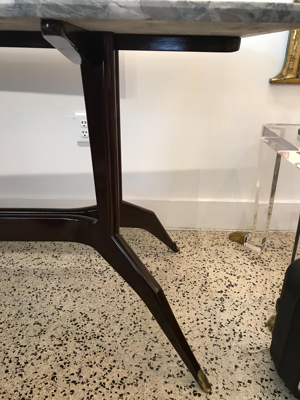 Ico Parisi Style Italian Mid-Century Table with Marble Top In Good Condition In East Hampton, NY