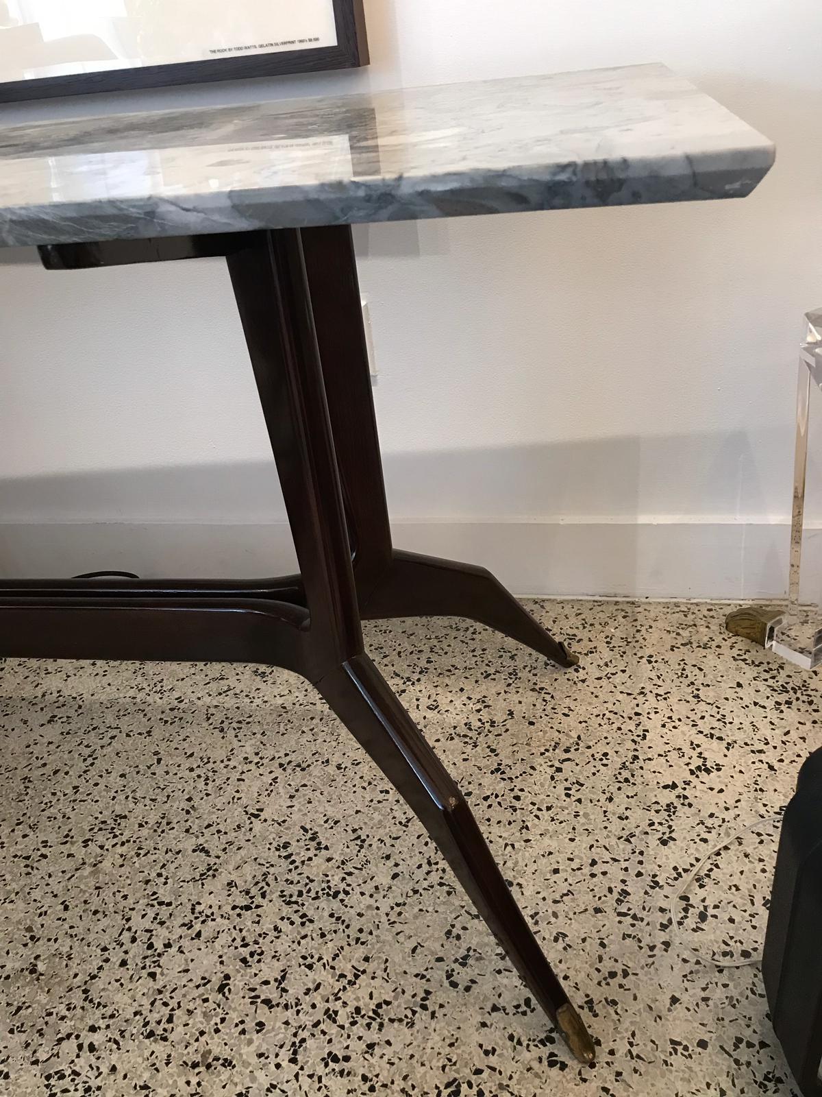 Brass Ico Parisi Style Italian Mid-Century Table with Marble Top