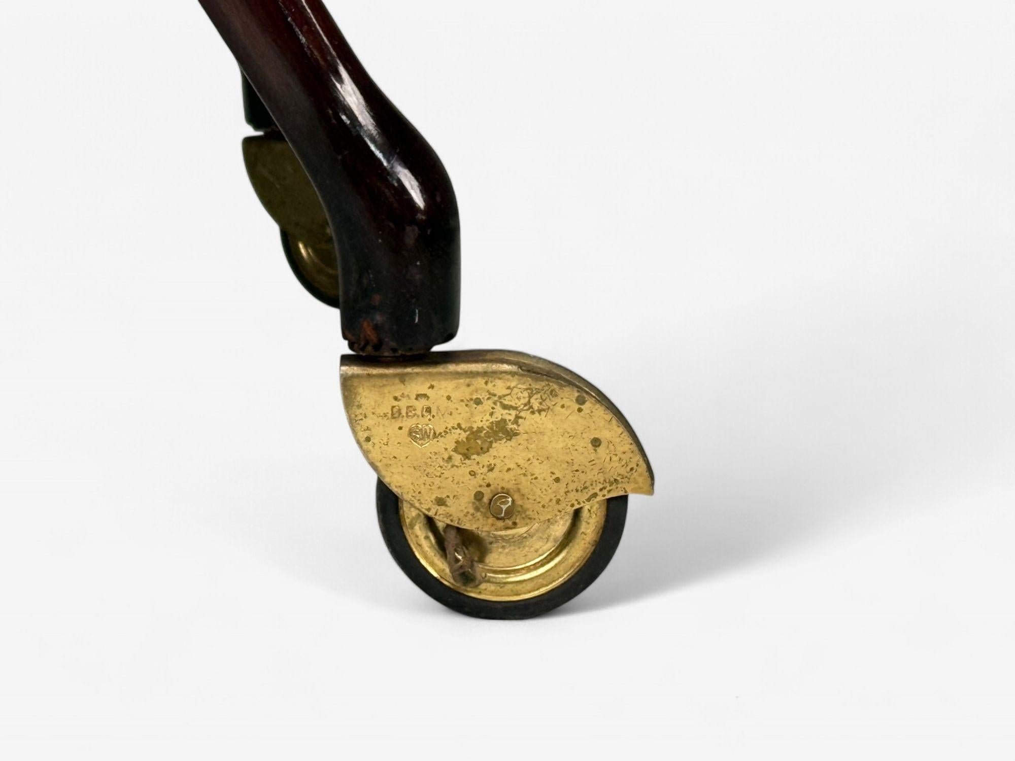 Ico Parisi Style, Italian Modern, Wood, Brass, Glass, Bar Cart, Italy, 1950s en vente 3