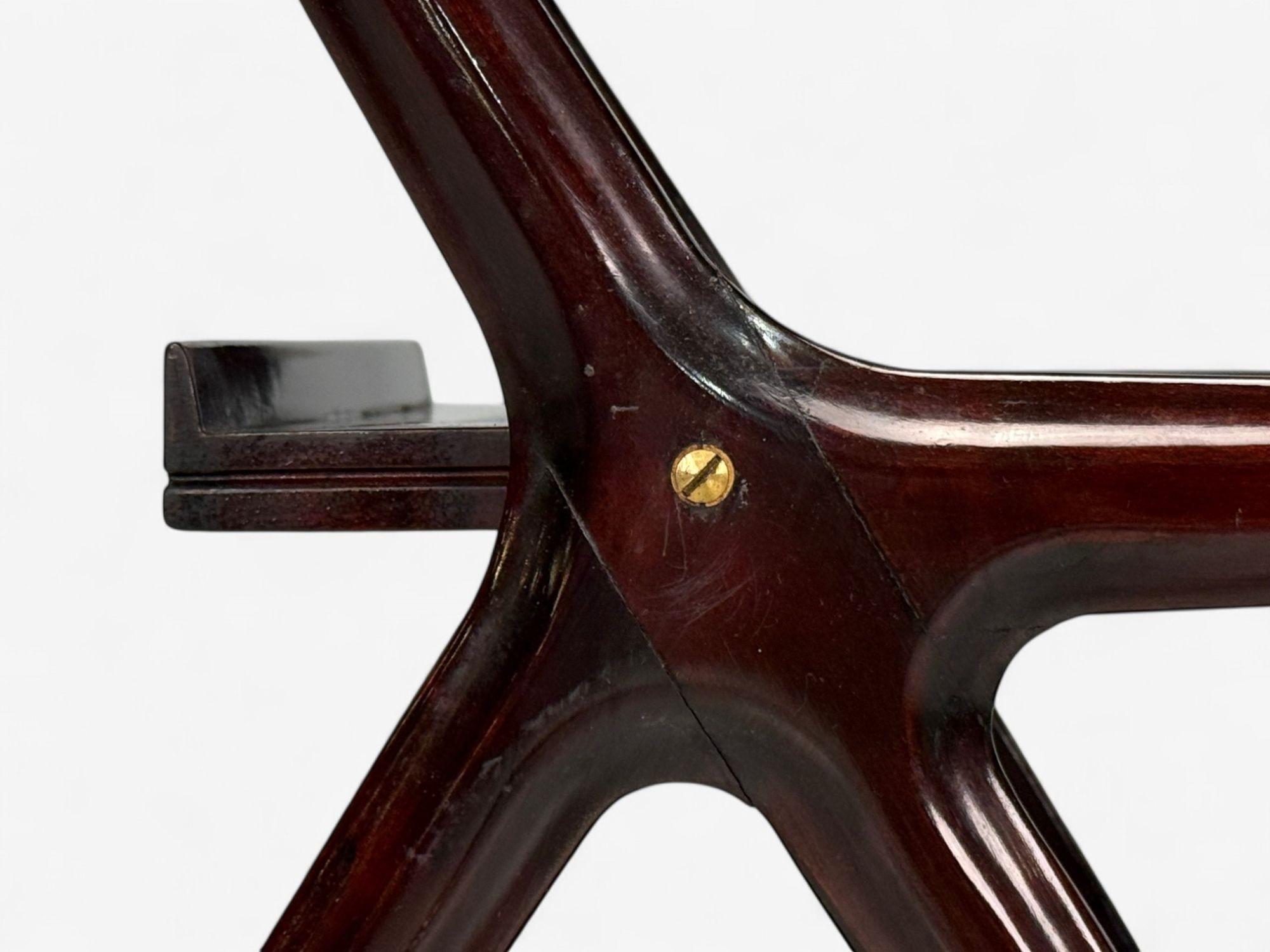 Ico Parisi Style, Italian Modern, Wood, Brass, Glass, Bar Cart, Italy, 1950s en vente 1