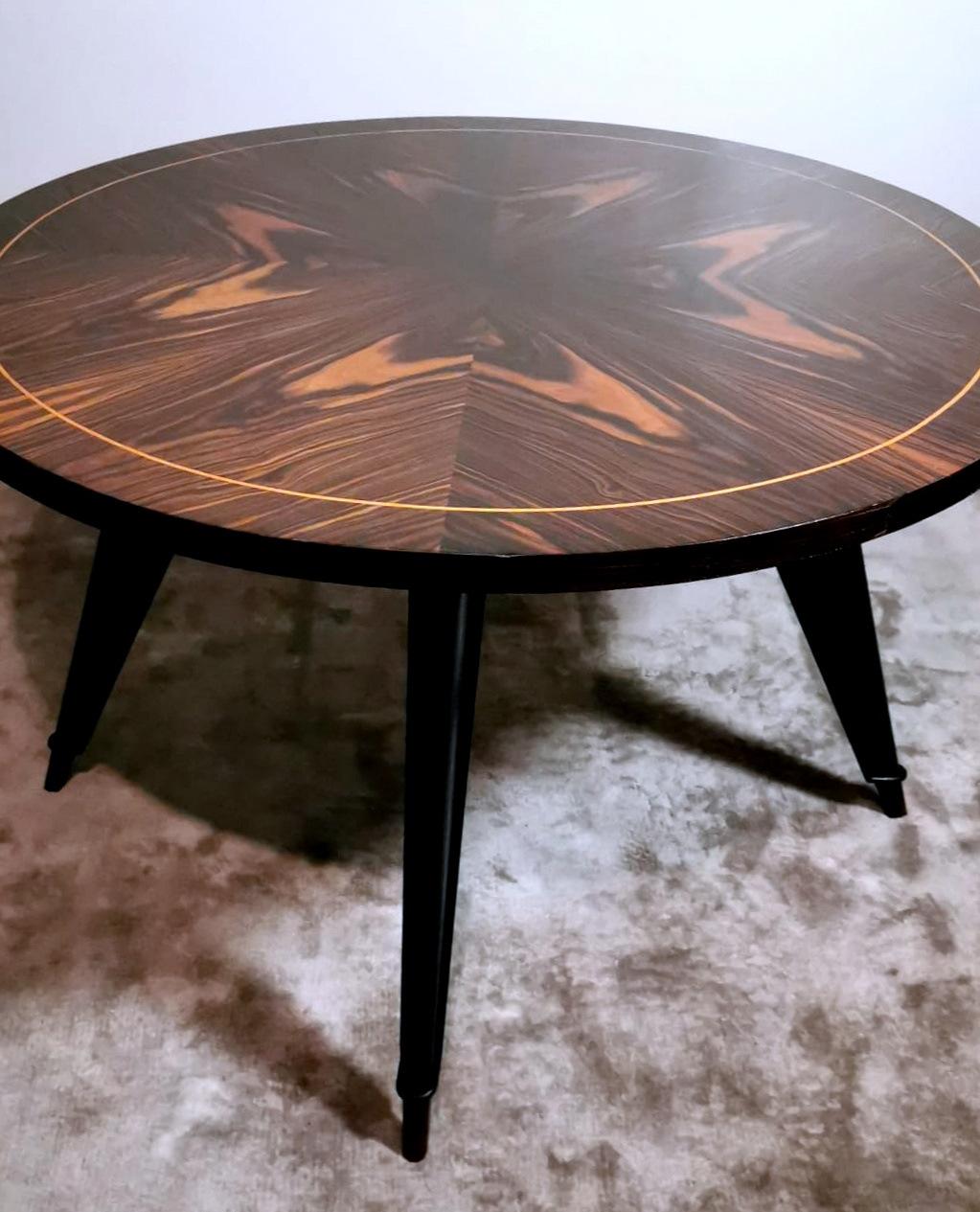 Ico Parisi Style Large Round Italian Coffee Table In Good Condition For Sale In Prato, Tuscany
