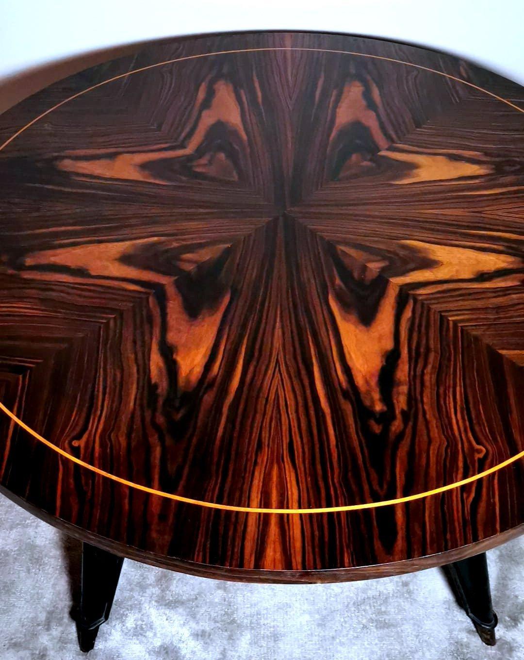 Sapele Wood Ico Parisi Style Large Round Italian Coffee Table For Sale