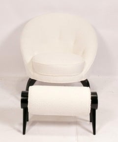 Ico Parisi Style Lounge Chair and Ottoman in New Boucle Mid Century Modern