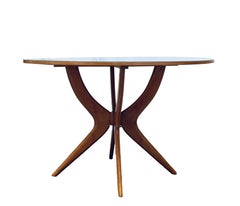 Ico Parisi Style Round Dining Table with Light Blue Top, Italy 1950s