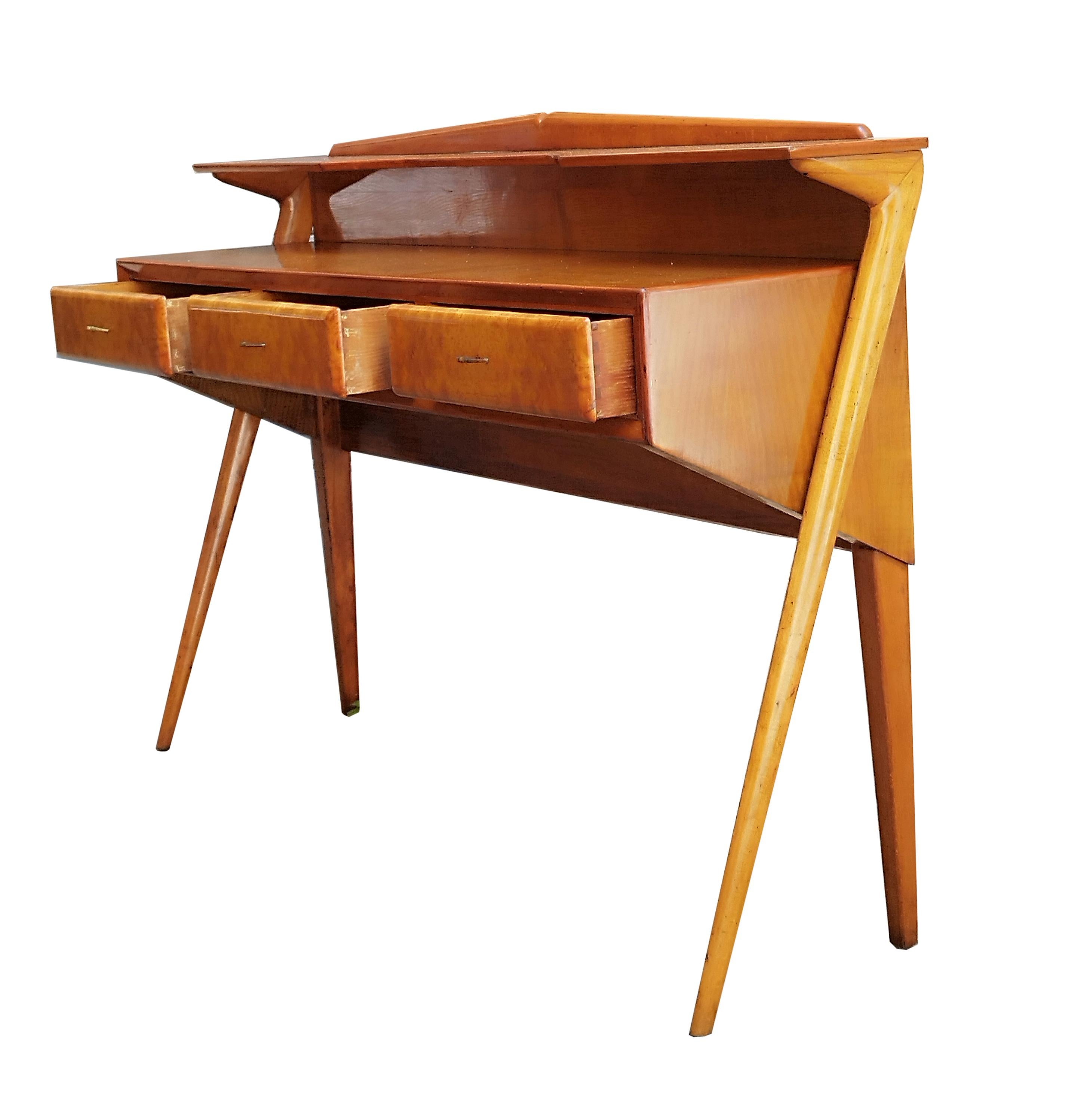 Konsolentisch aus Holz und Wurzelholz im Ico Parisi-Stil, Italien 1950er Jahre (Italienisch) im Angebot