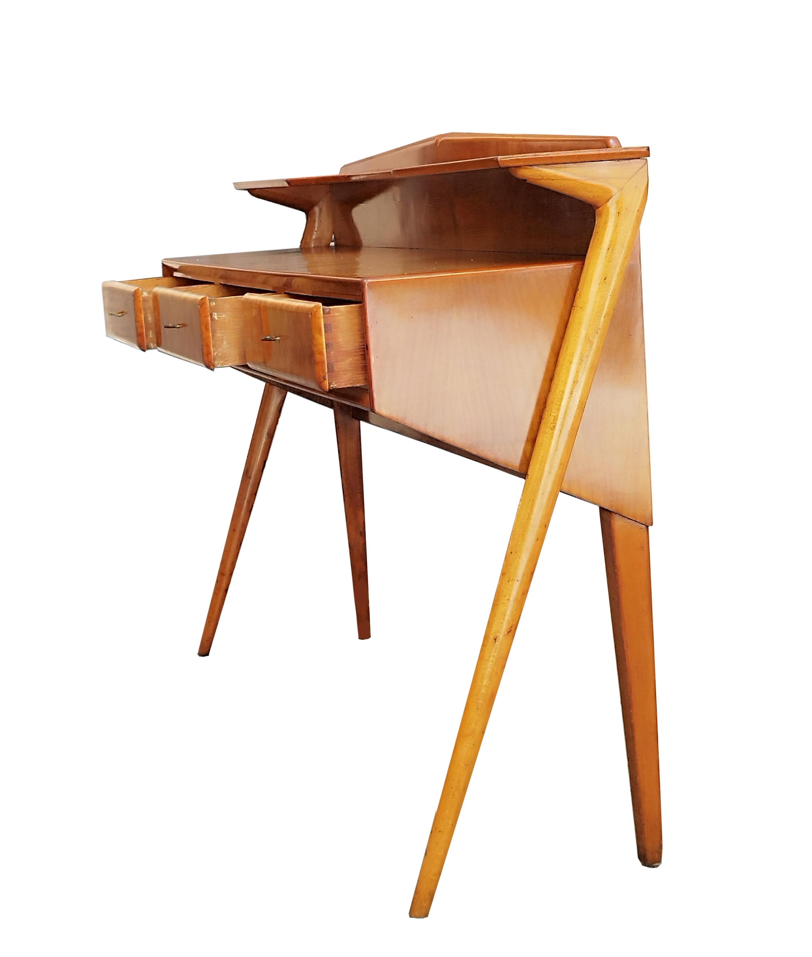 Konsolentisch aus Holz und Wurzelholz im Ico Parisi-Stil, Italien 1950er Jahre im Angebot 1