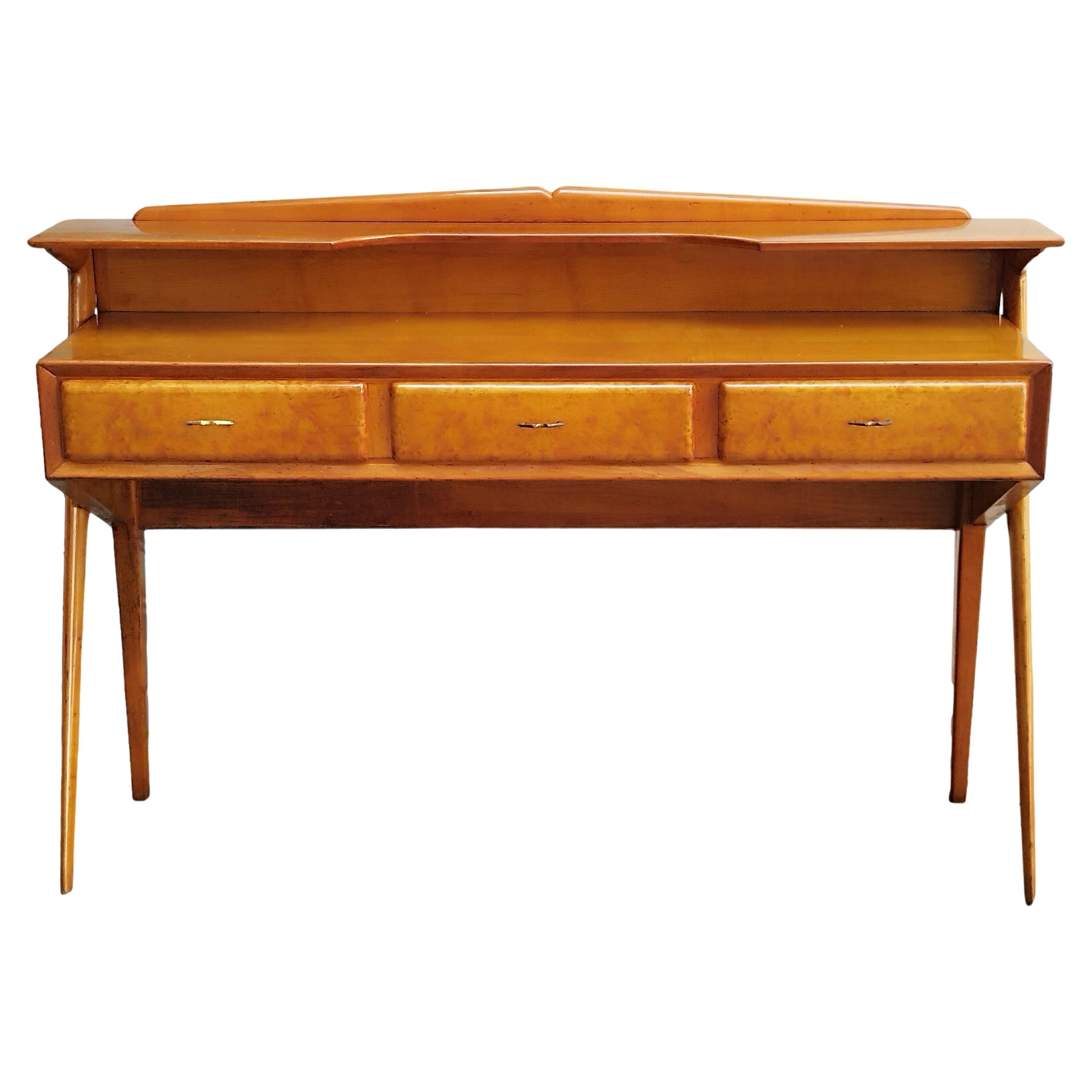 Table console en bois et loupe de style Ico Parisi, Italie années 1950