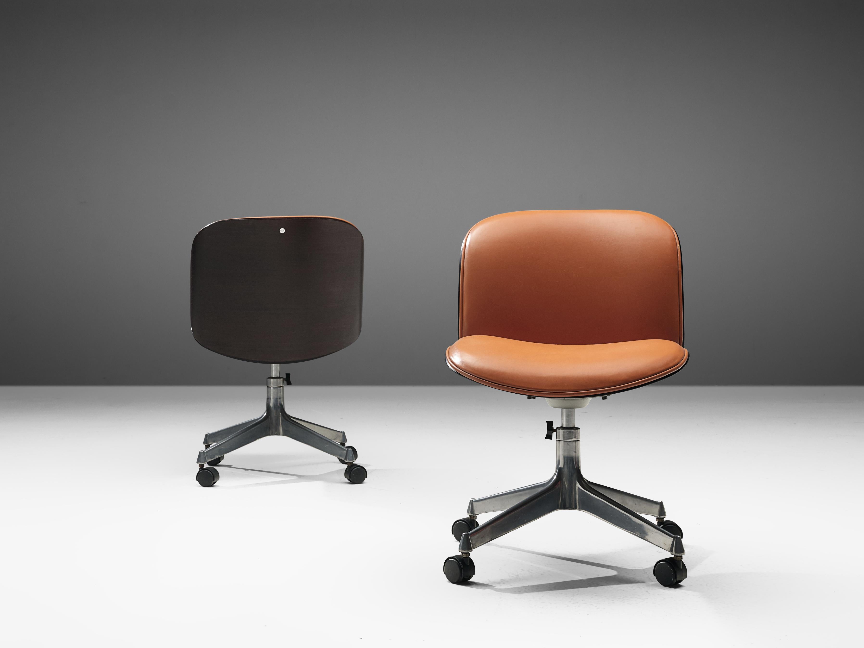 Mid-20th Century Ico Parisi Swivel Chairs in Rosewood and Leatherette