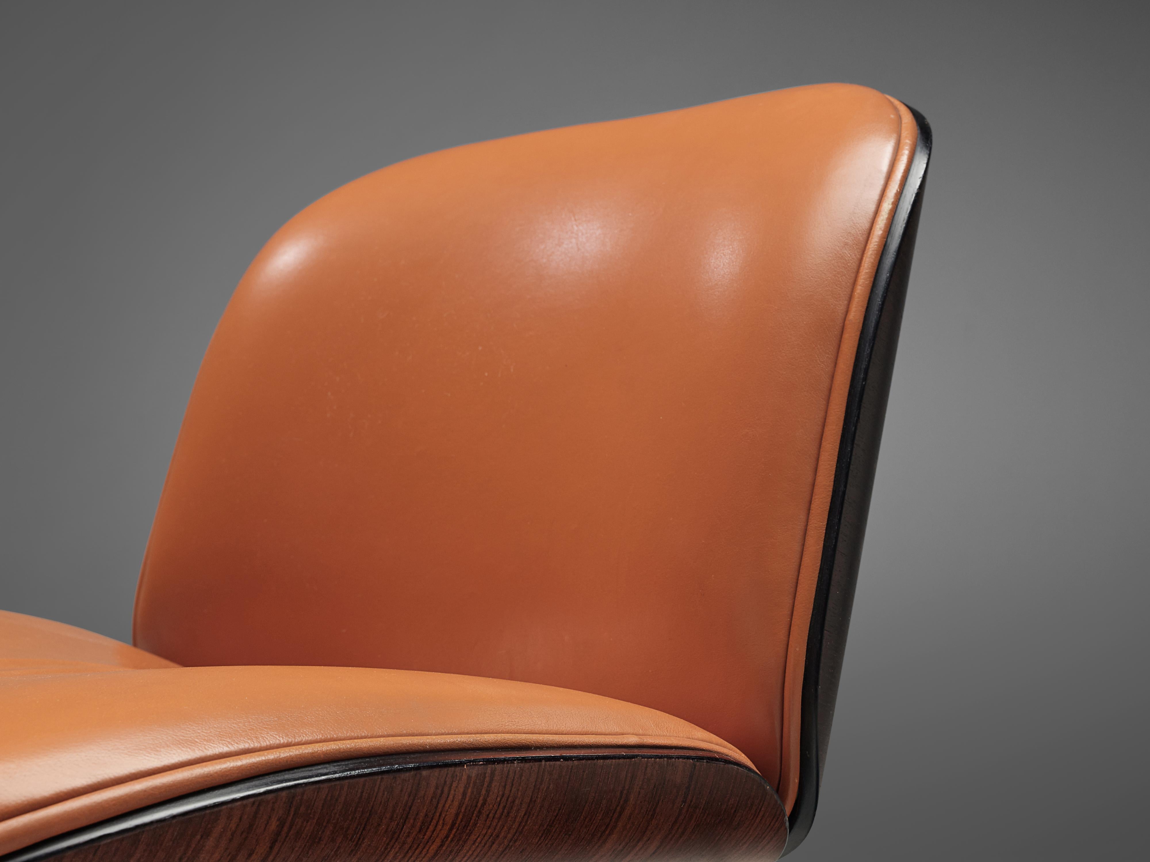 Ico Parisi Swivel Chairs in Rosewood and Leatherette 1
