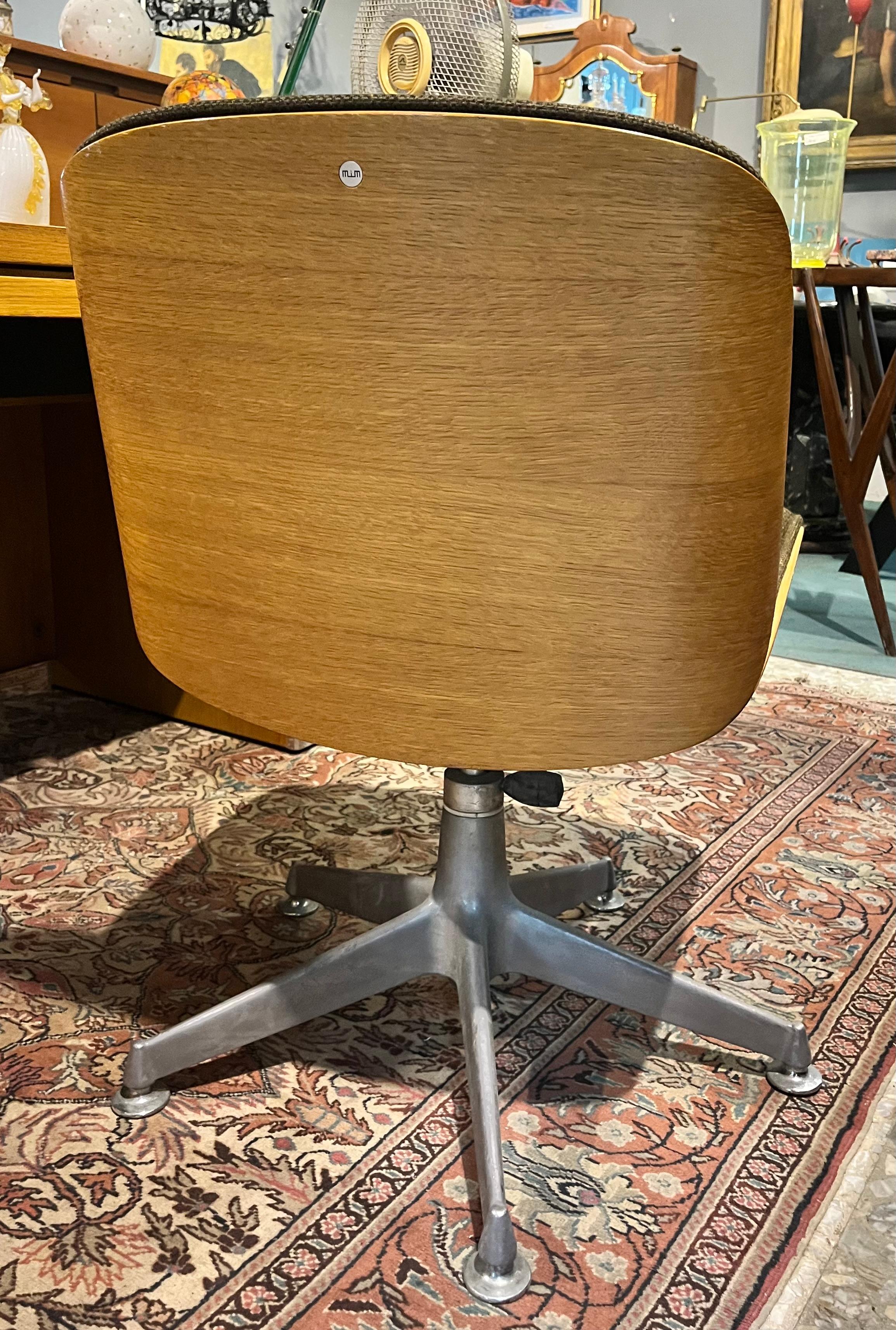 Fauteuil de bureau pivotant Ico Parisi pour Mim Roma dans les années 60 en vente 1