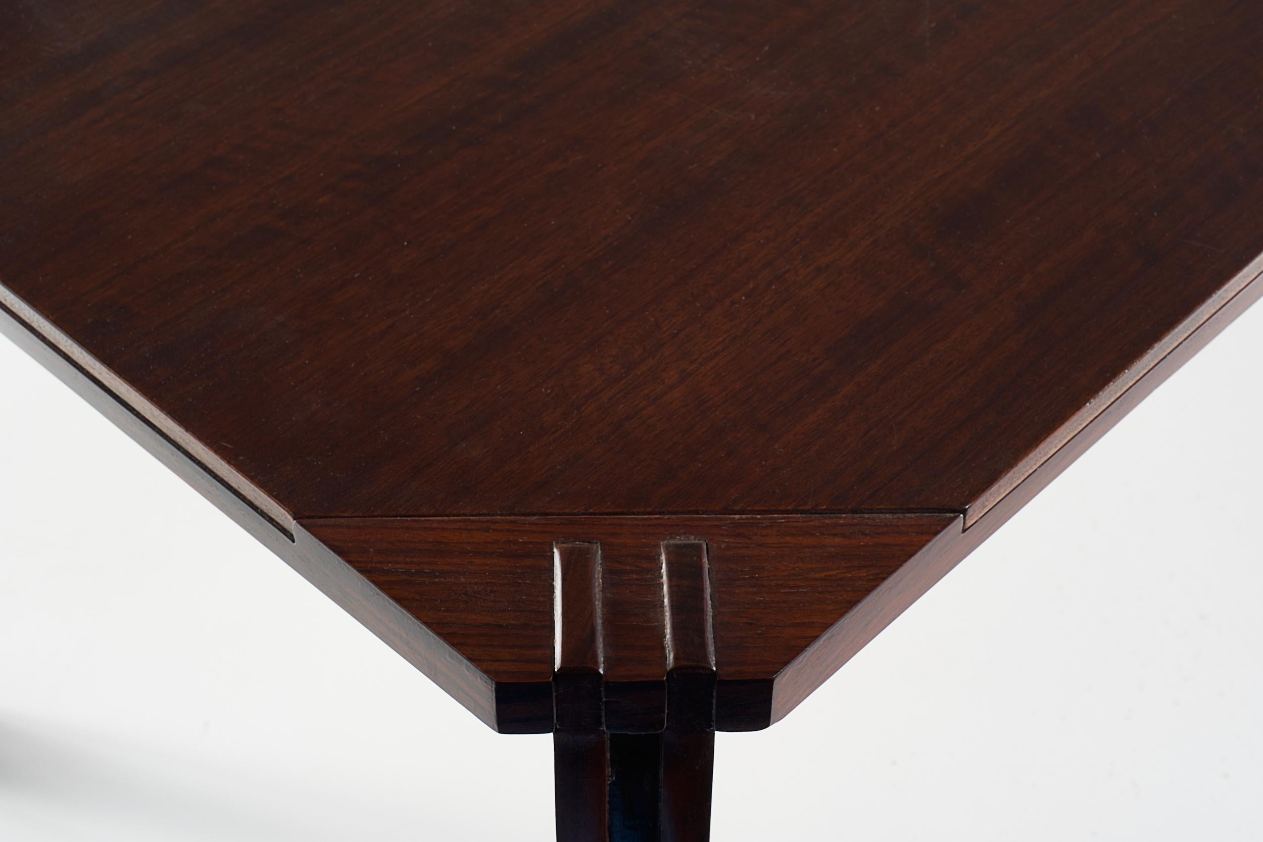 20th Century Ico Parisi Table with Straight Walnut Frame and Wooden Supports, circa 1950