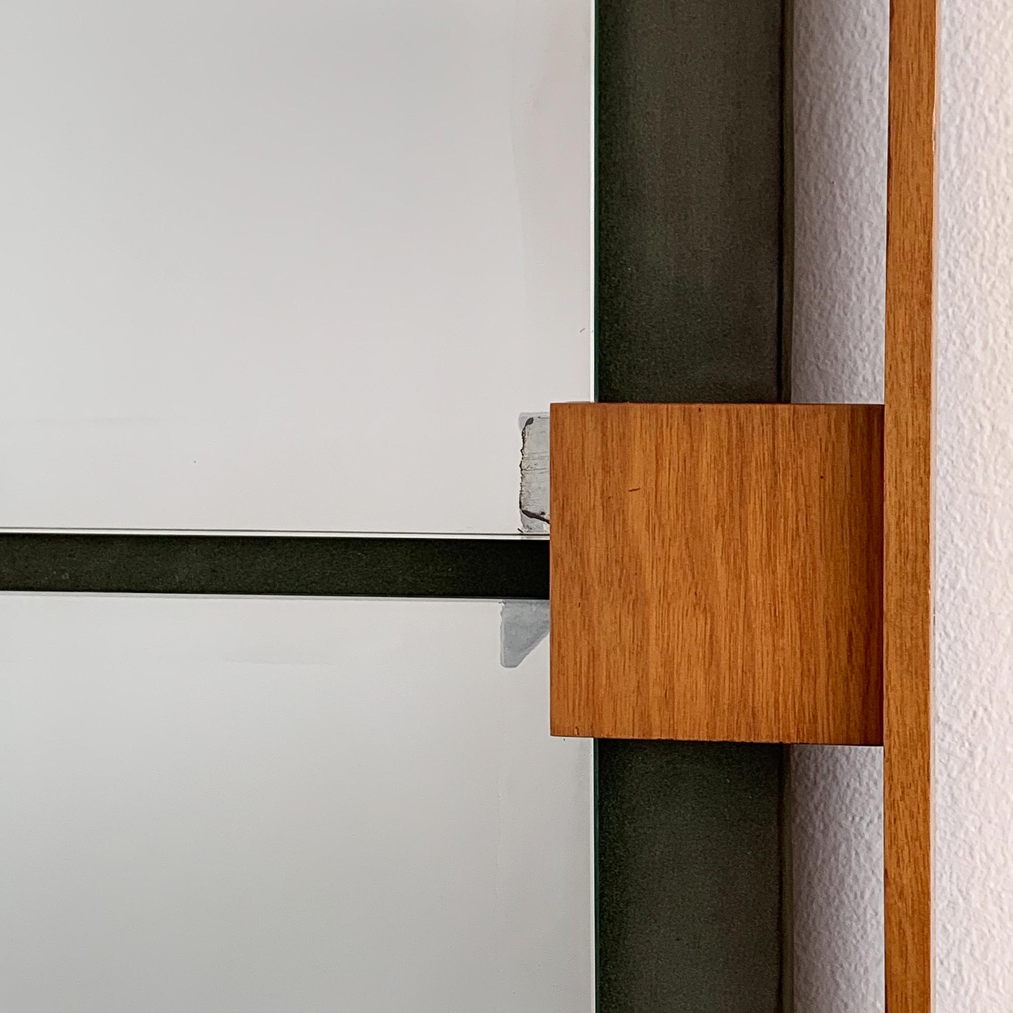 Ico Parisi Teak and Green Suede Wall Mirror 6