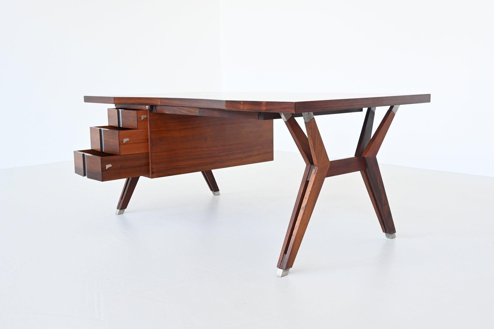 Mid-20th Century Ico Parisi Terni Executive Desk Rosewood Mim Roma, Italy, 1958