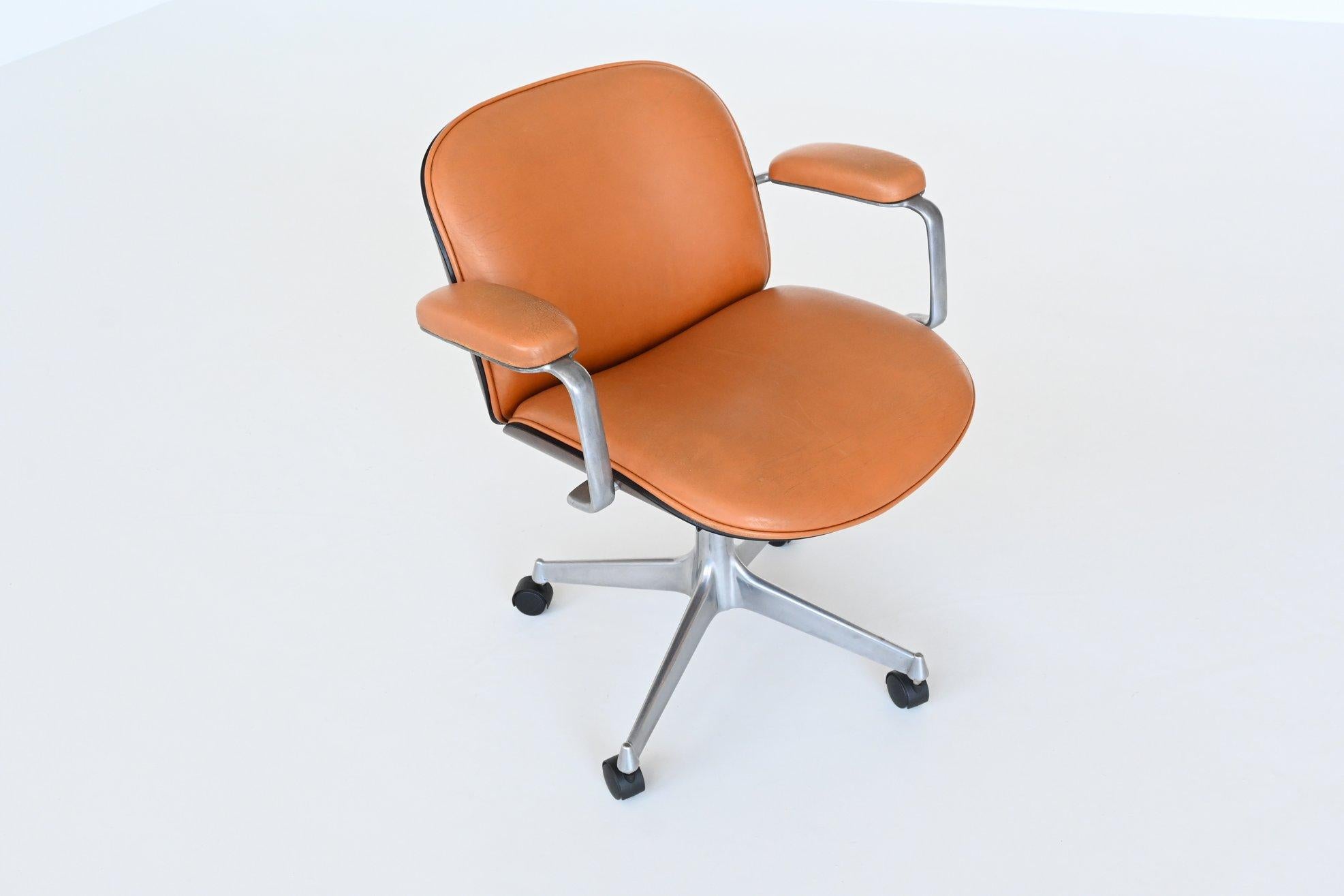 Aluminum Ico Parisi Terni Swivel Desk Chair MIM Roma, Italy, 1960