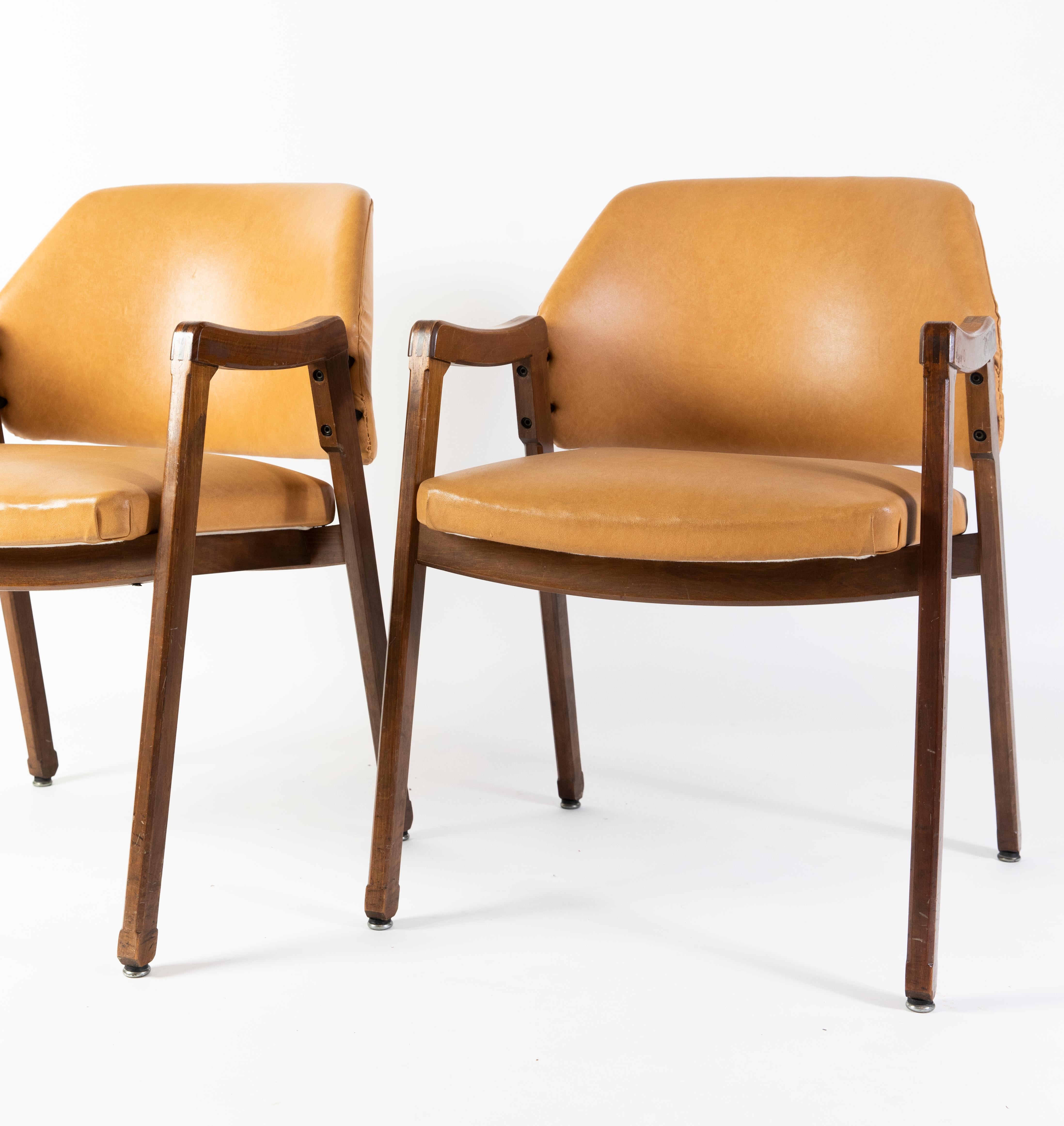 Zwei Sessel von Ico Parisi für Cassina Modl 814 aus cognacfarbenem Leder (Moderne der Mitte des Jahrhunderts) im Angebot