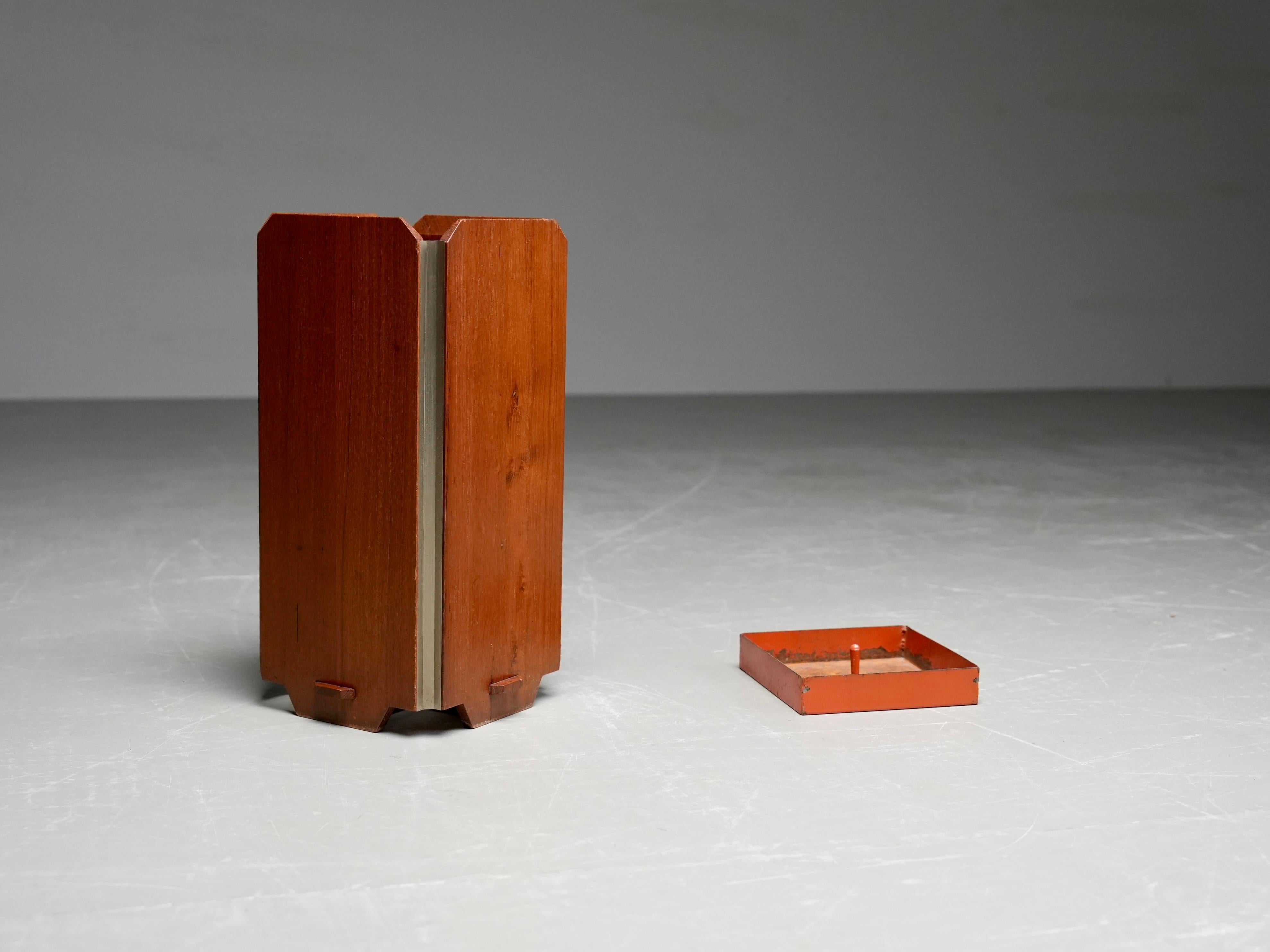 Ico Parisi Umbrella Stand for Stildomus in Walnut and Metal, Italy, 1950's en vente 2