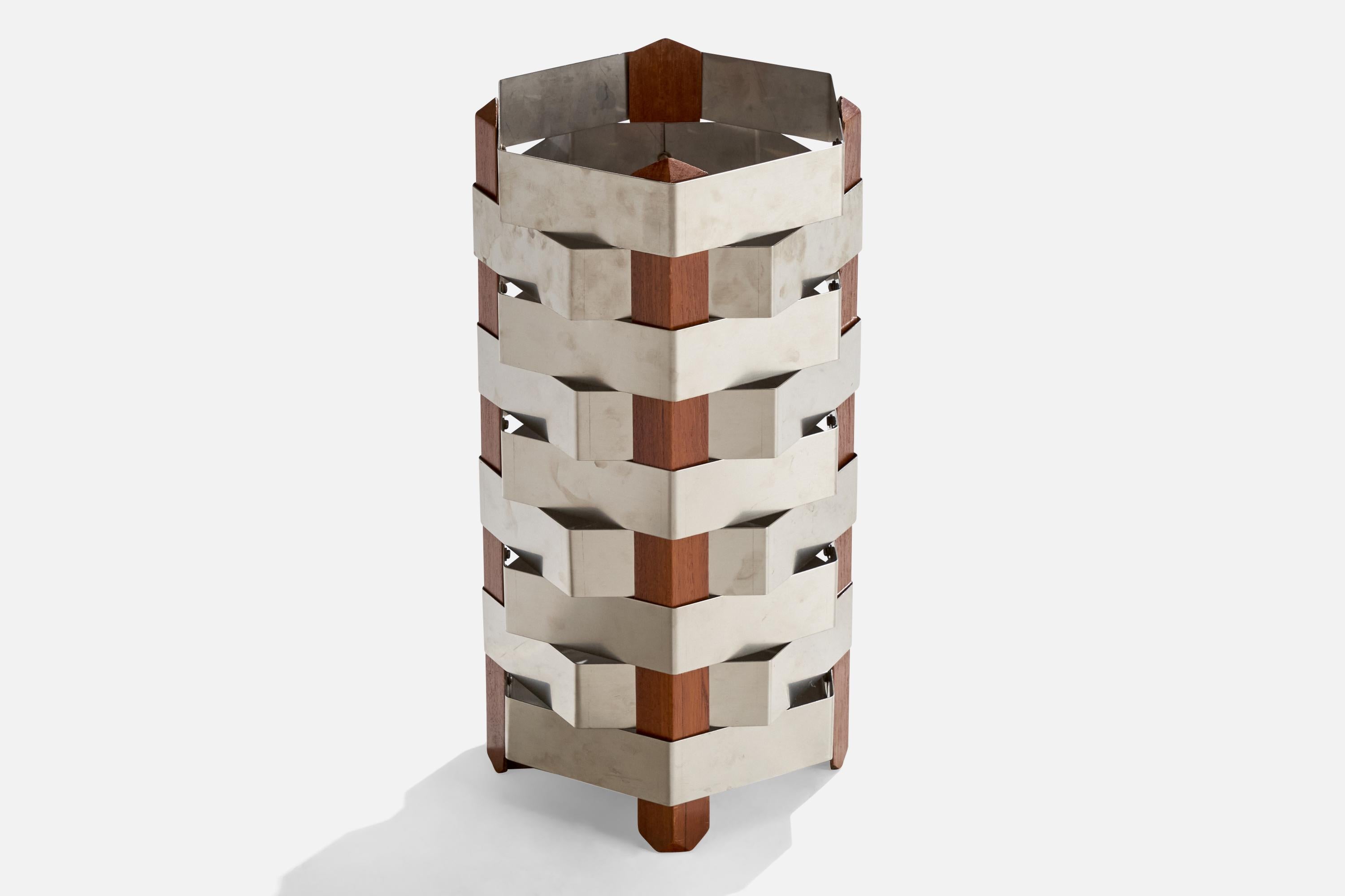 Ico Parisi, Paragüero, Teca, Acero inoxidable, Italia, 1959 Moderno de mediados de siglo