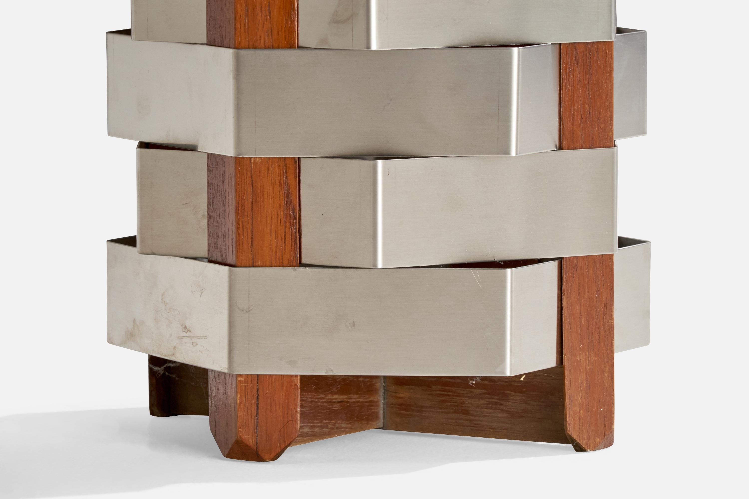 Ico Parisi, Paragüero, Teca, Acero inoxidable, Italia, 1959 mediados del siglo XX