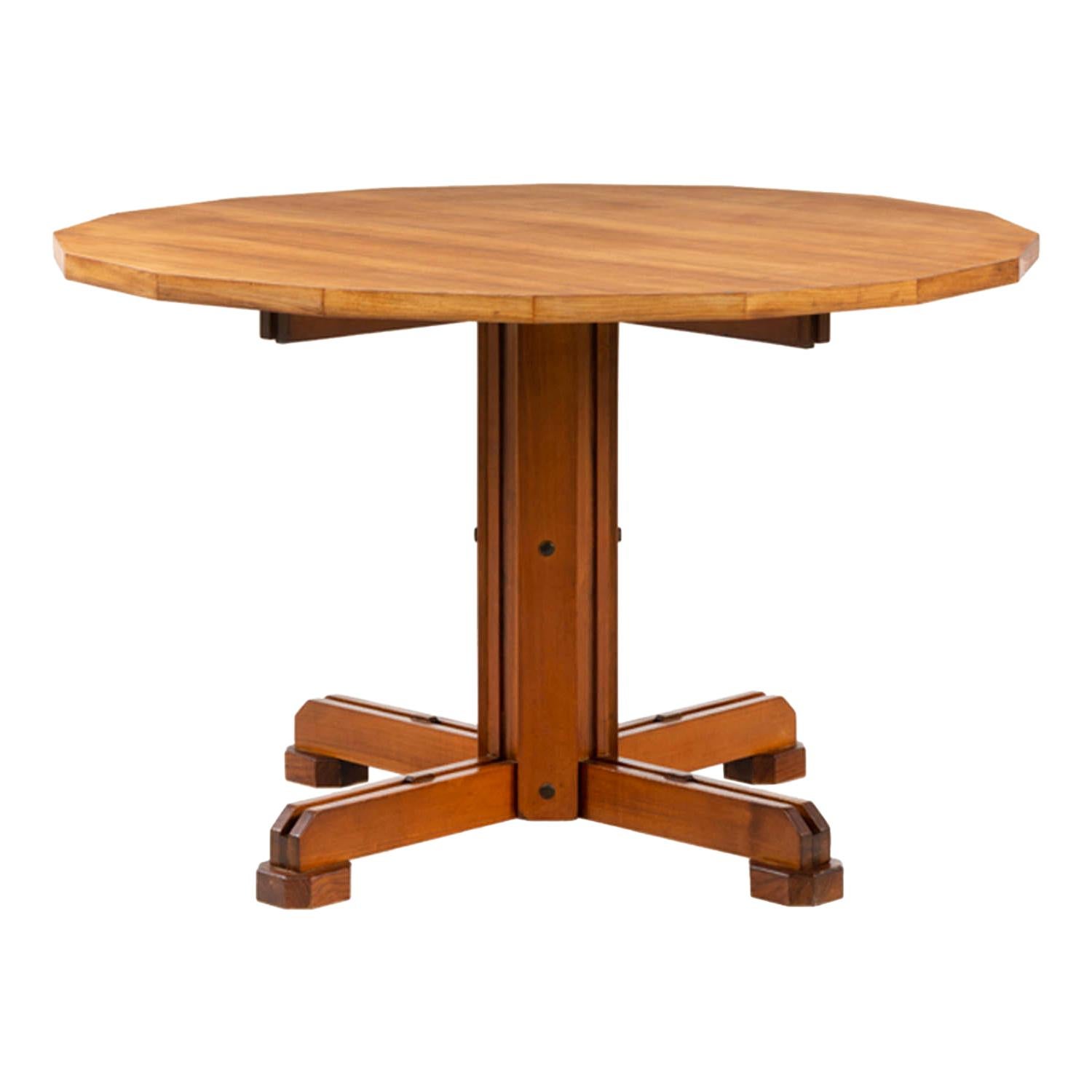 Ico Parisi, Unique Piece Walnut Table with 16 Sides For Sale