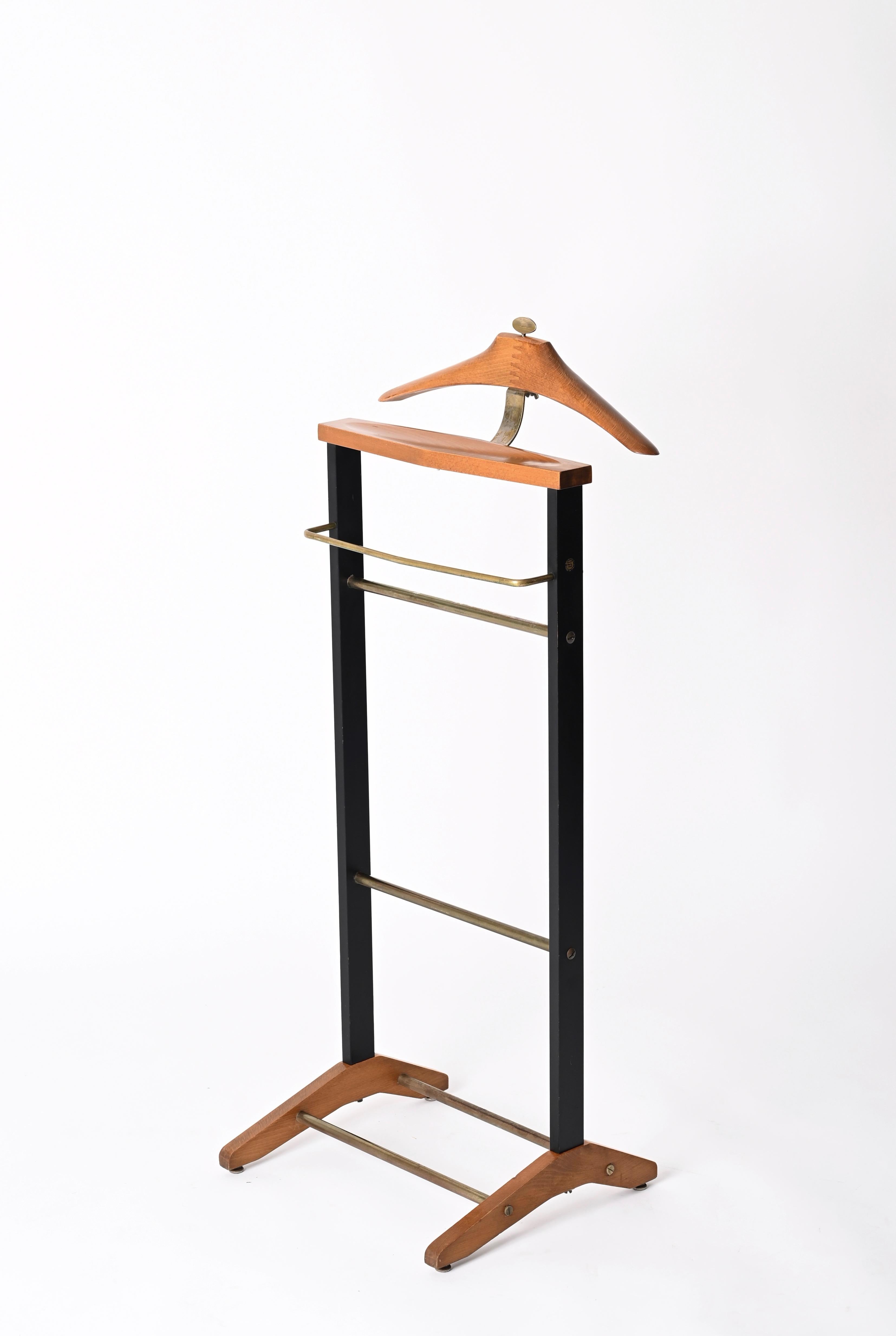 20th Century Ico Parisi Valet Beech and Brass Coat Stand for Fratelli Reguitti, Italy 1960s For Sale
