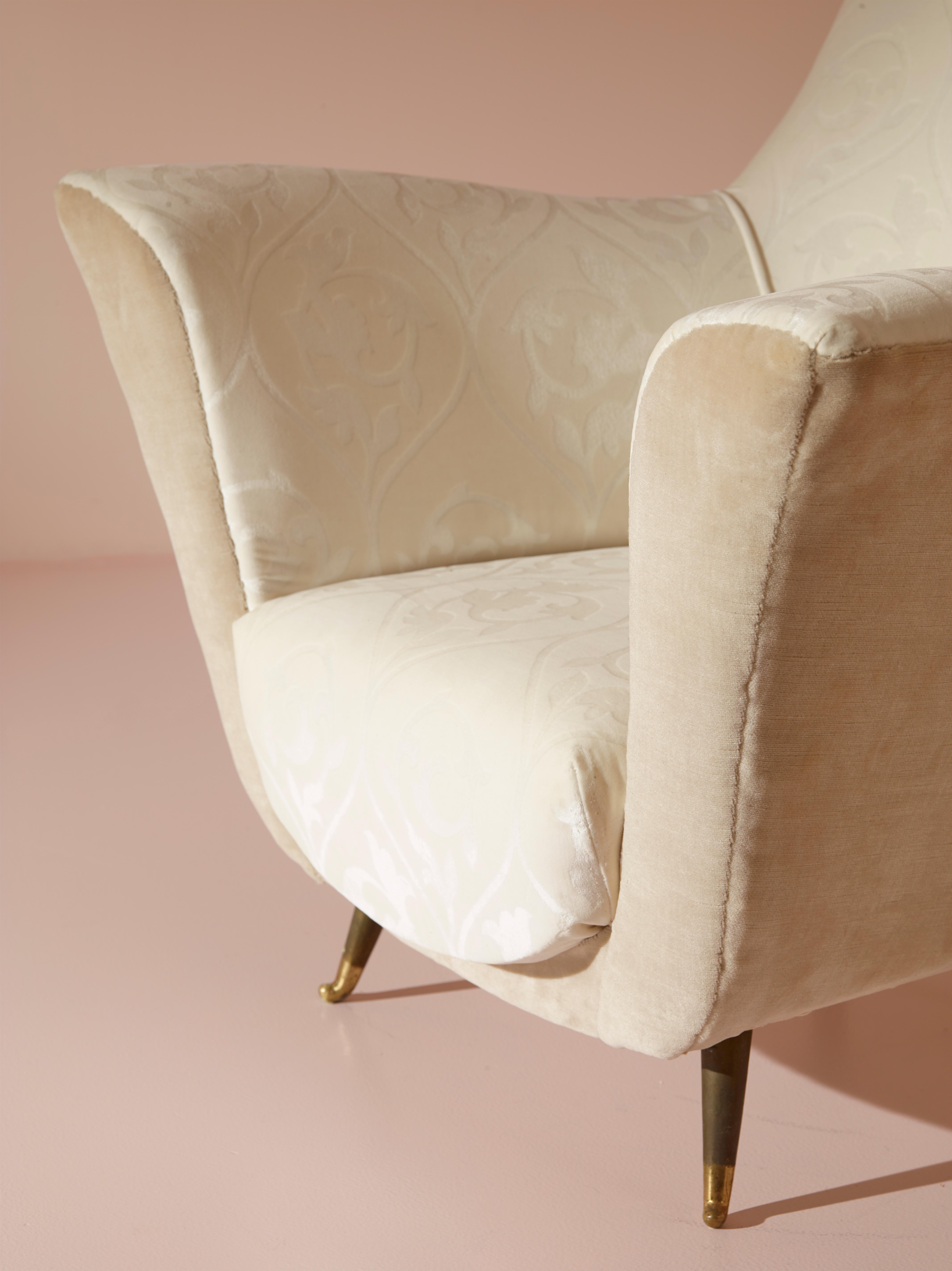 Ico Parisi velvet and brass armchairs by Isa Bergamo, Italy, 1950s For Sale 6