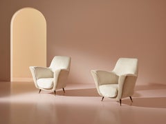 Fauteuils en velours et laiton Ico Parisi par ISA Bergamo, Italie, années 1950