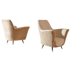 Sillones de terciopelo y latón Ico Parisi de Isa Bergamo, Italia, años 50